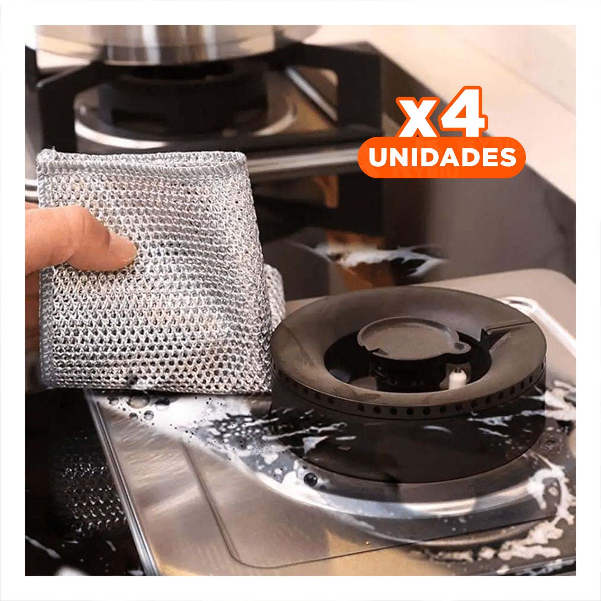 PACK4 TOALLAS DE ALAMBRE REUTILIZABLES PARA OLLAS 10 PZS 20X20CM PLOMO YREGALO STICKER - 1