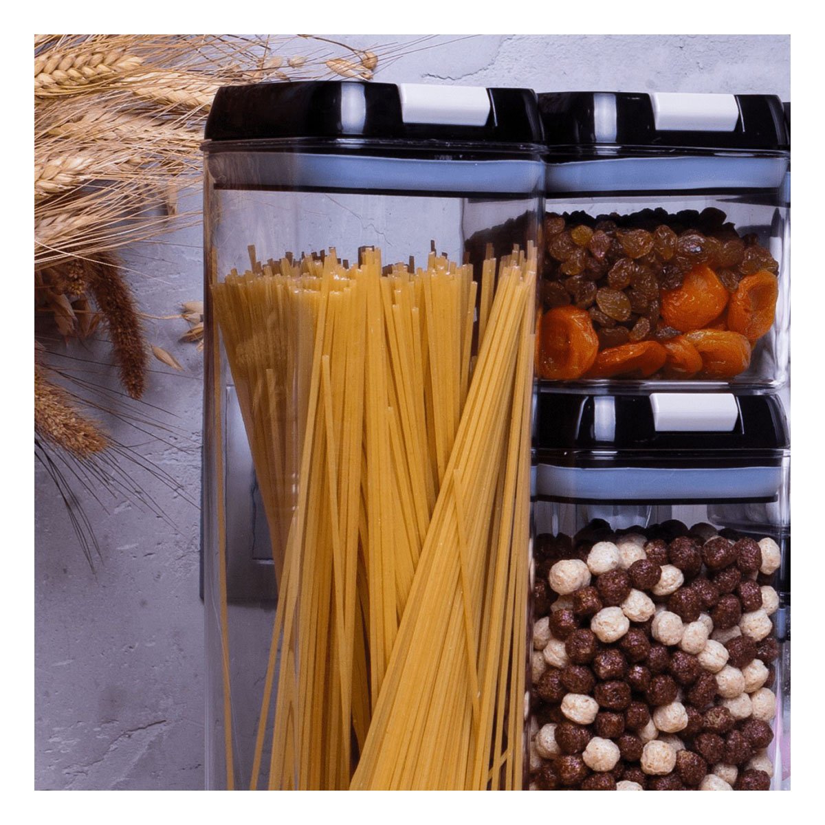 PACK6 RECIPIENTE ACRILICO PARA SNACKS FRESCOS TAPA PALANCA NEGRO 1900ML Y+PAPEL REGALO - 5