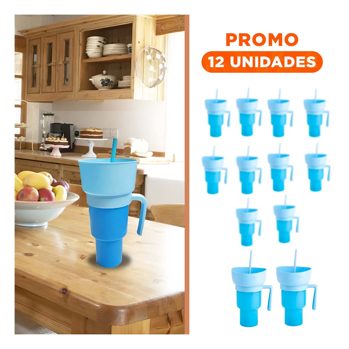 PACK12 RECIPIENTE DE MATERIAL ABS CELESTE 2 EN 1 PARA EXPERIENCIA COMODA - 1