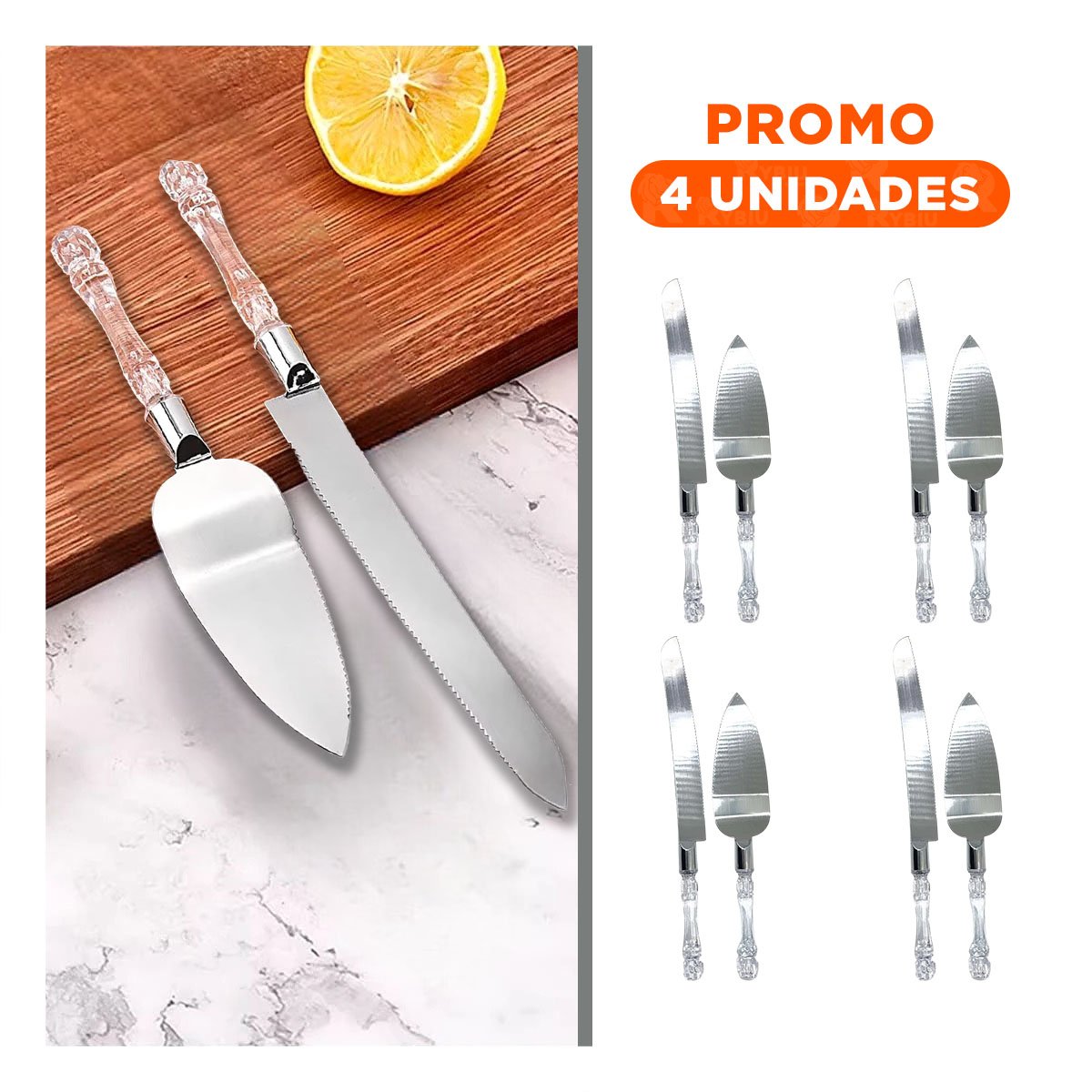 PACK4 PACK DE COCINA PARA PASTEL CON ESPATULA MANGO ACRILICO - 1
