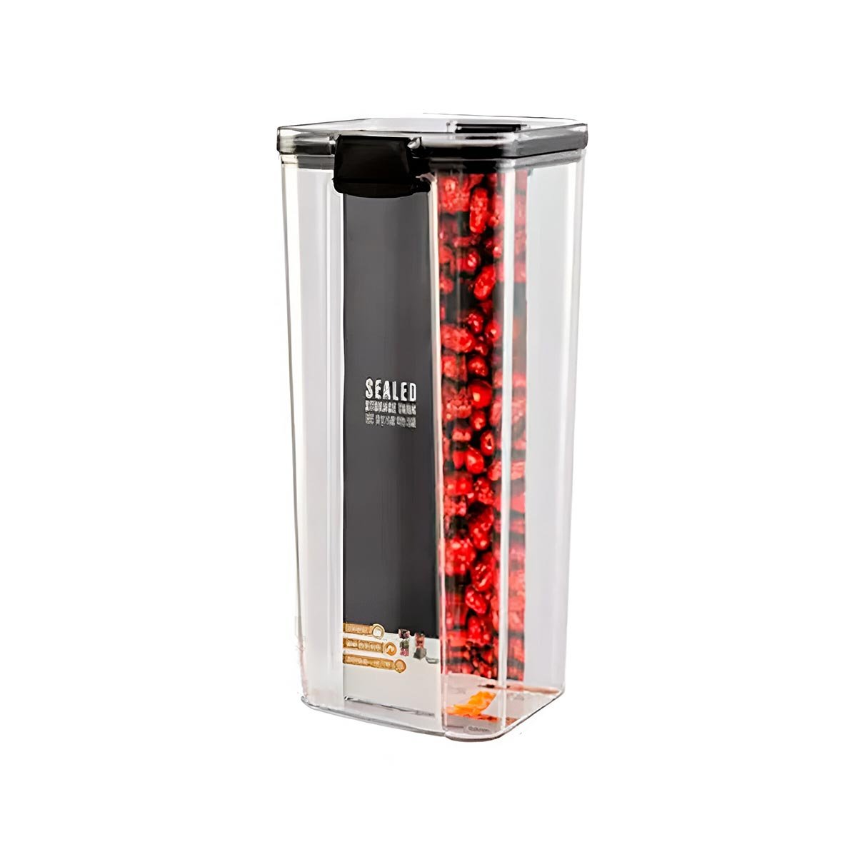 PACK2 RECIPIENTE 1800 ML 24CM X 9CM X 9CM ACRILICO CON BORDE NEGRO Y+REGALO STICKER - 2