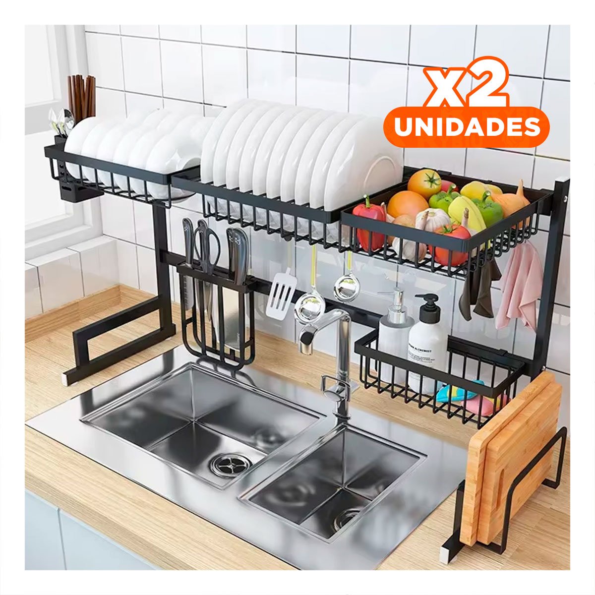 PACK2 REJILLA DE METAL NEGRO 85CM CON FIRMEZA PARA CARGAR SUS OLLAS Y+PAPEL REGALO - 1