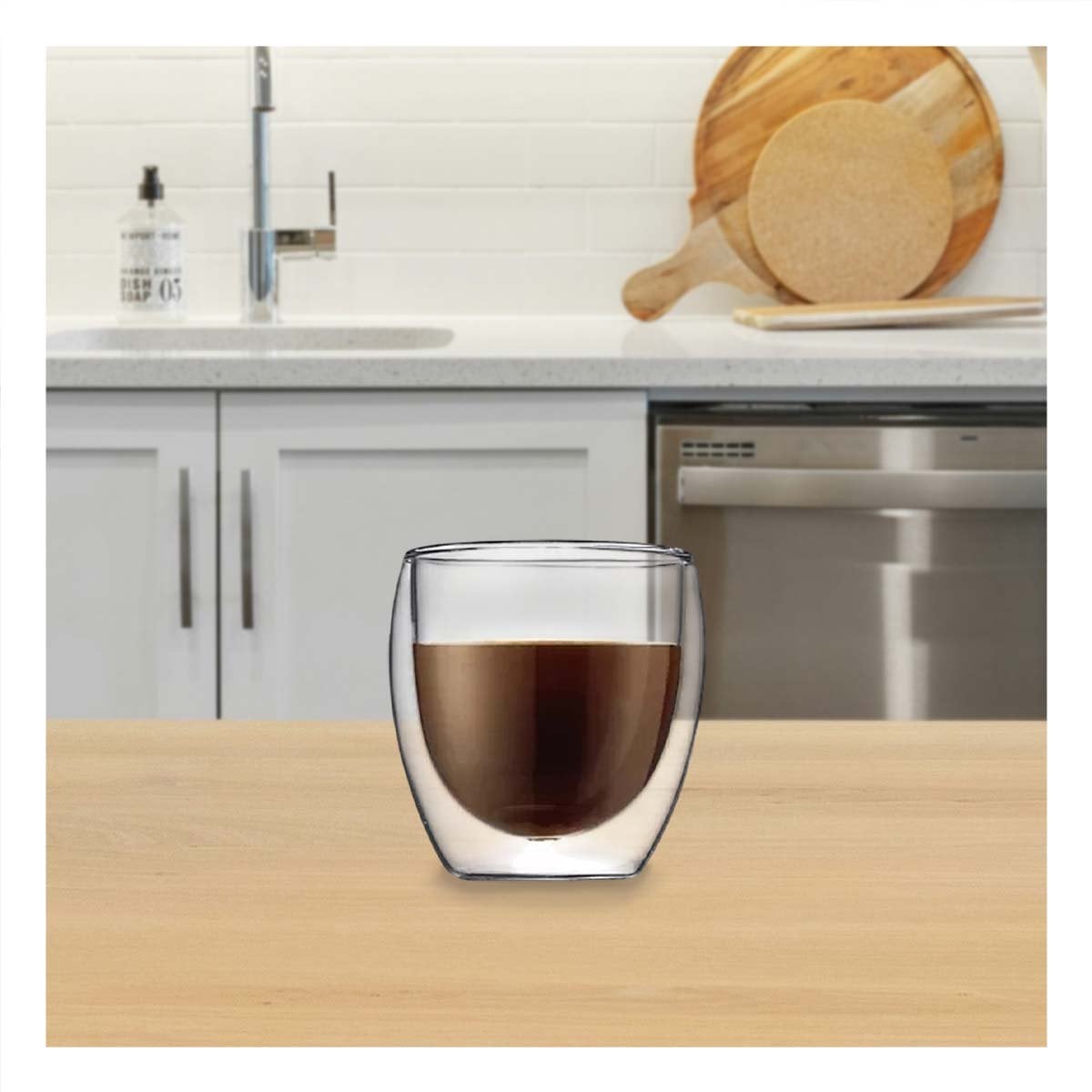 TAZA ESPRESSO 100 ML EN VIDRIO BOROSILICATO DE DOBLE CAPA COLOR TRANSPARENTE - 1