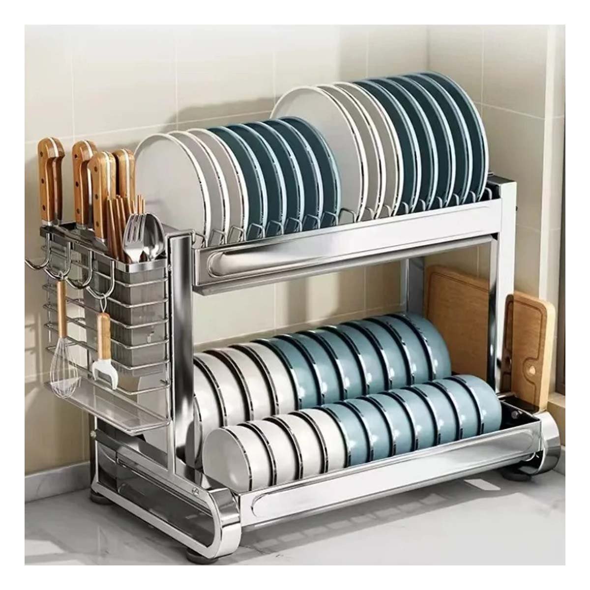 ESCURRIDOR ELEGANTE PARA PLATOS Y UTENSILIOS CON ACERO PLATEADO YPOST IT - 3