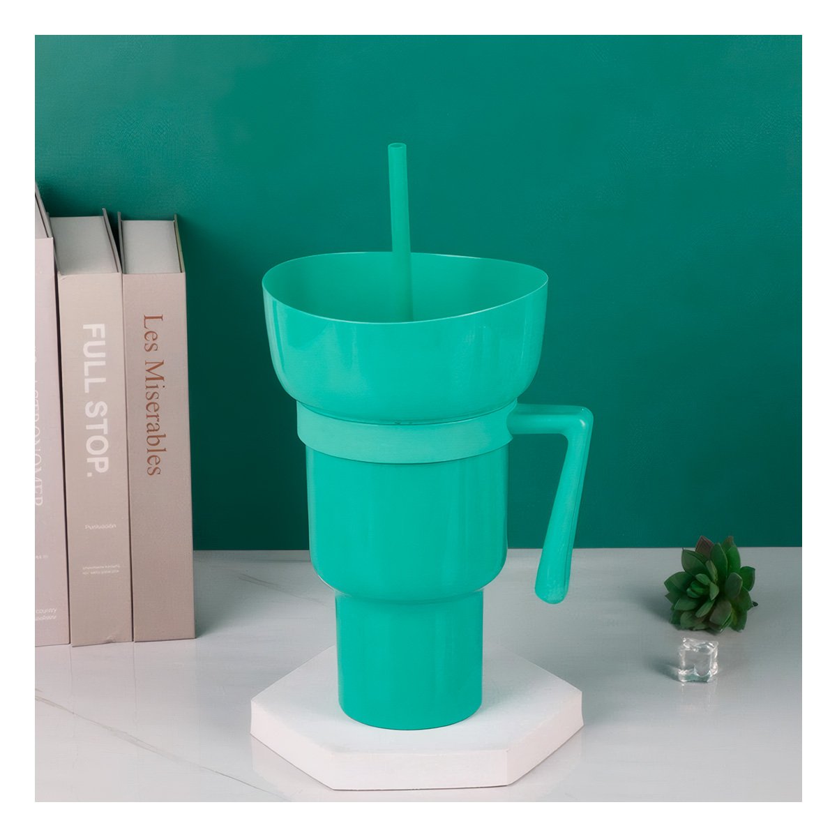 PACK12 RECIPIENTE 2 EN 1 VERDE PARA CINE EN CASA CON BEBIDAS Y SNACKS Y+PAPEL REGALO - 3