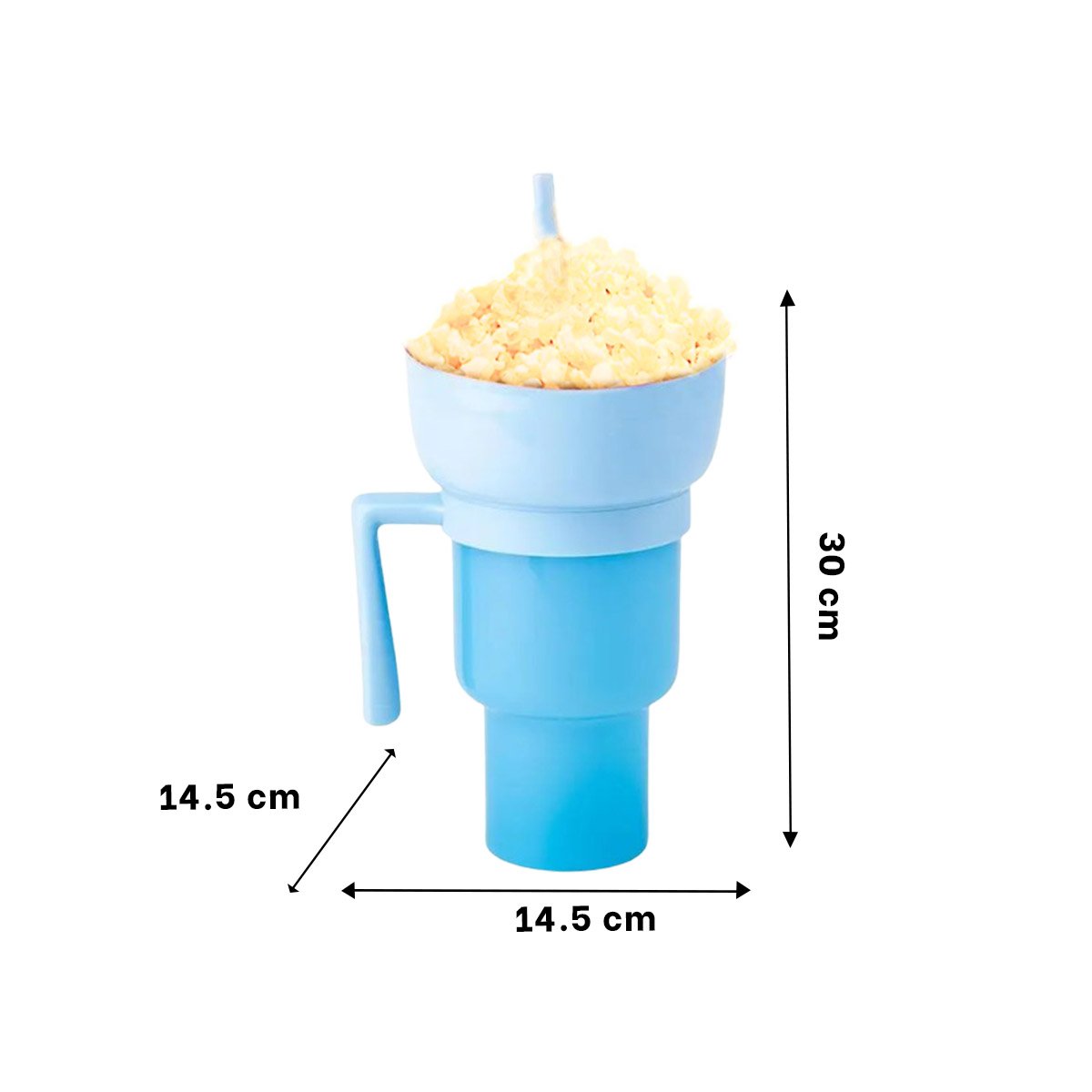 PACK6 RECIPIENTE 2 EN 1 PARA SNACKS Y BEBIDAS DE ABS COLOR CELESTE PRACTICO Y+PAPEL REGALO - 4
