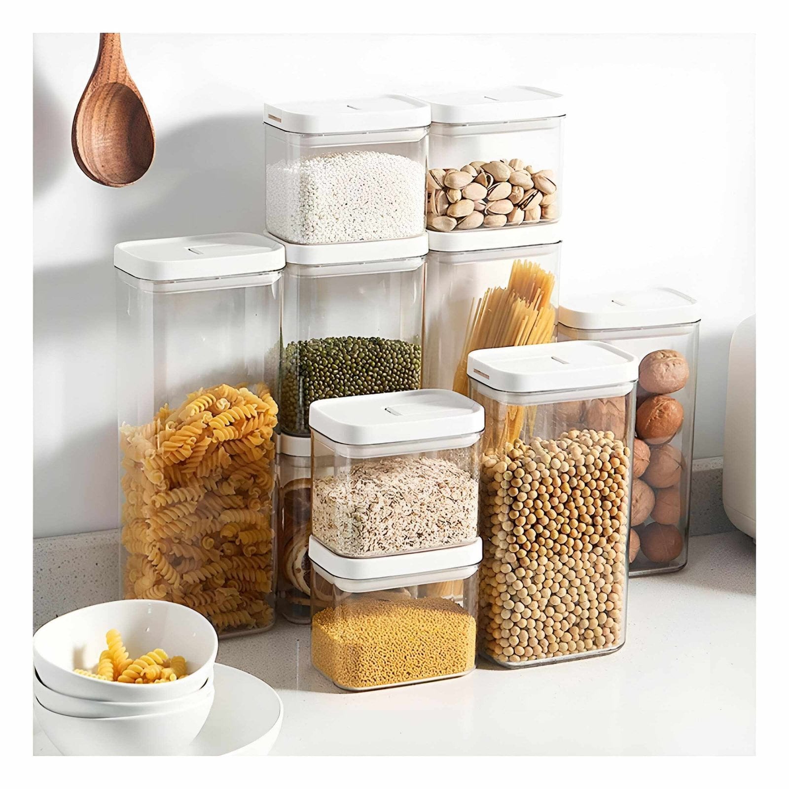 FRASCO ACRILICO PARA SNACKS Y CONDIMENTOS TAPA BLANCA PUNTO PLOMO 1900ML Y+POST IT - 1