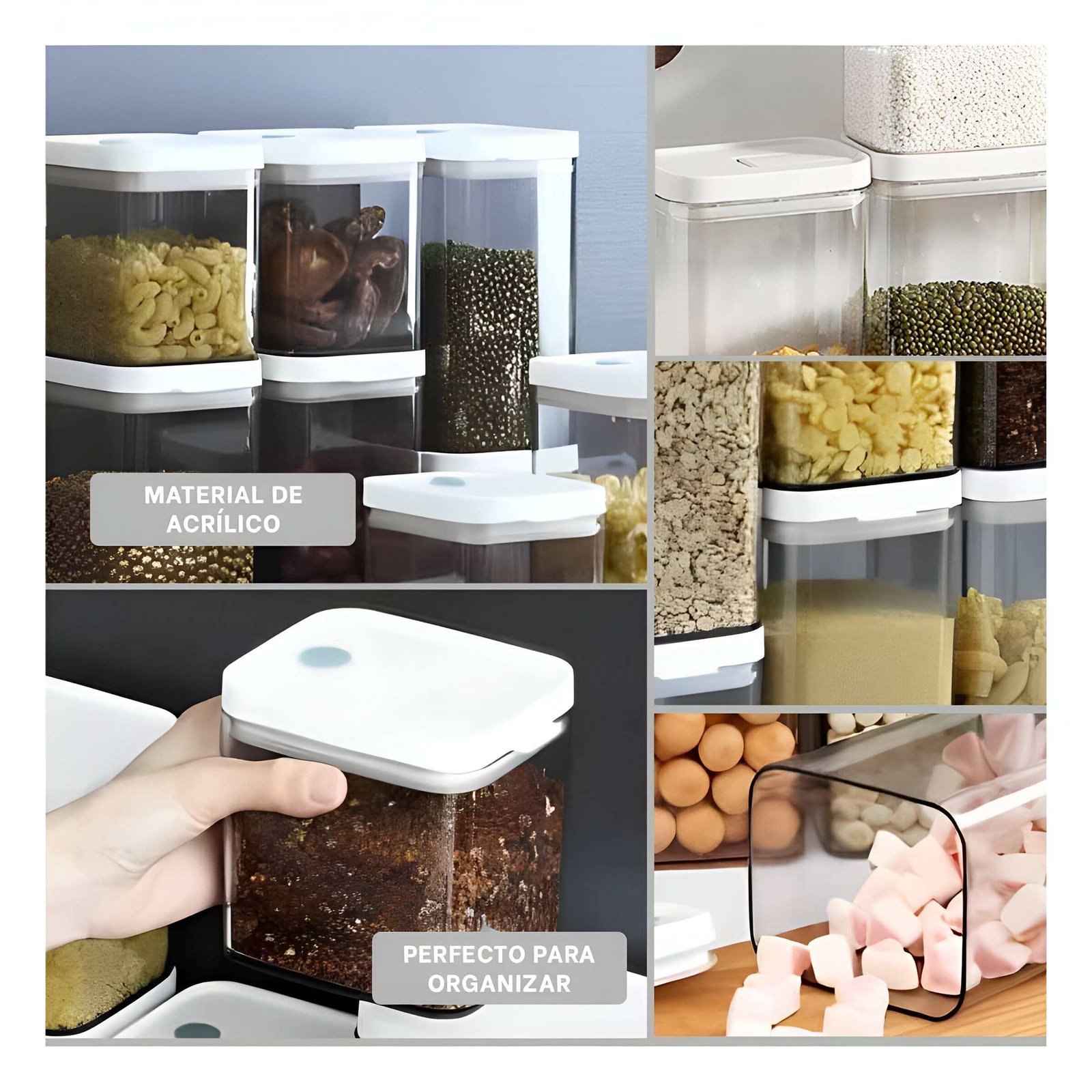 FRASCO ACRILICO PARA SNACKS Y CONDIMENTOS TAPA BLANCA PUNTO PLOMO 1900ML Y+POST IT - 2