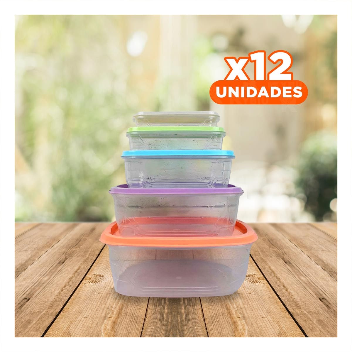 PACK12 SISTEMA DE RECIPIENTES RECTANGULARES 5 PIEZAS EN TONOS PASTEL Y+REGALO STICKER - 1
