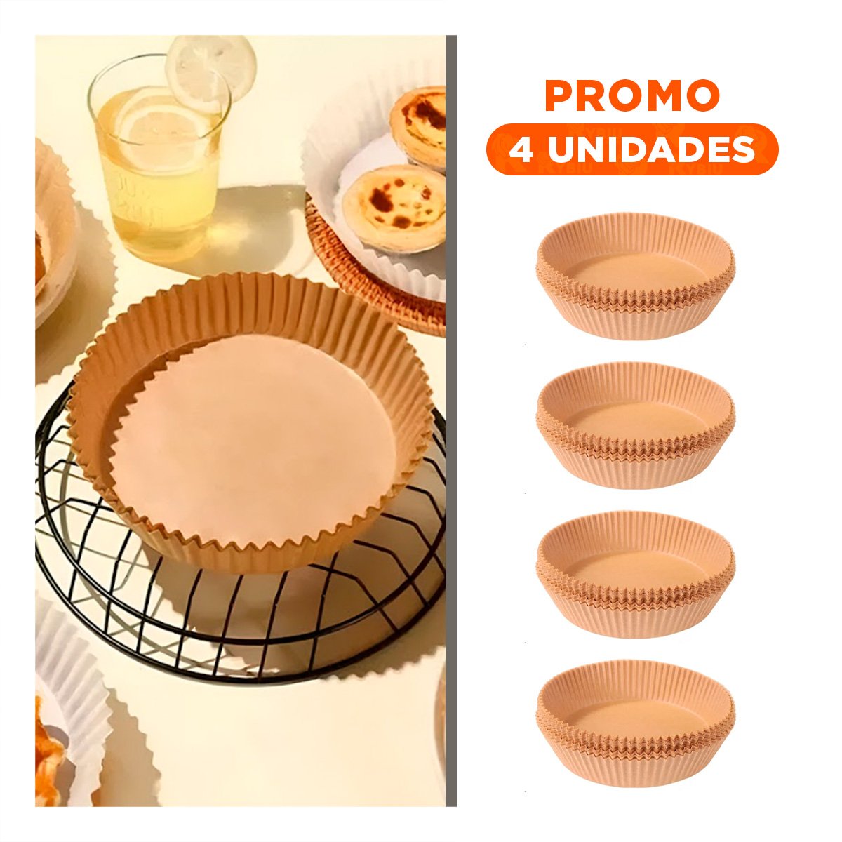 PACK4 MOLDES DE PAPEL COLOR MADERA 100UNID PARA FREIDORA DE AIRE DIARIA - 1