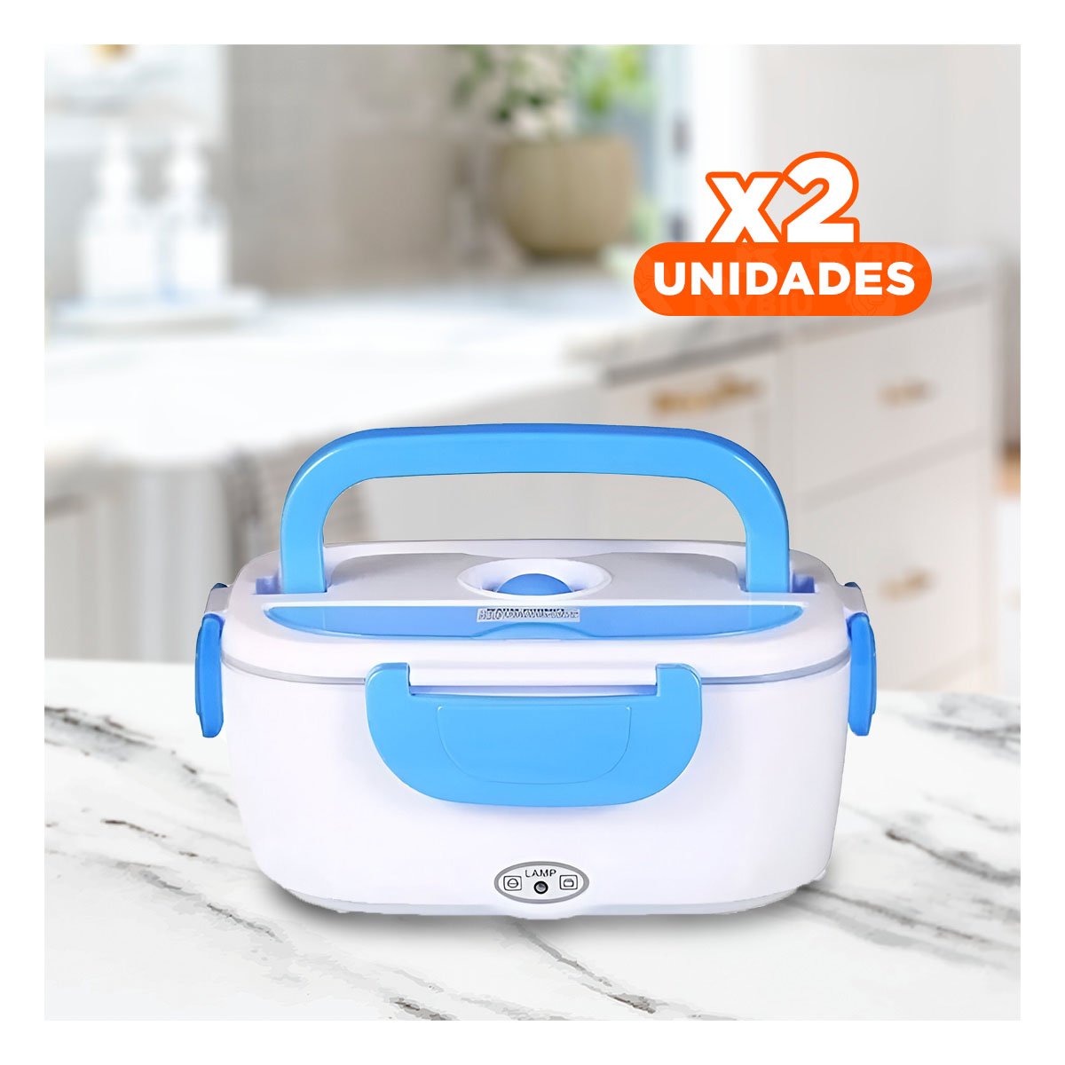 PACK2 CONTENEDOR CALENTADOR ELECTRICO DISEÑADO PARA MANTENER COMIDA SEGURA CELESTE - 1