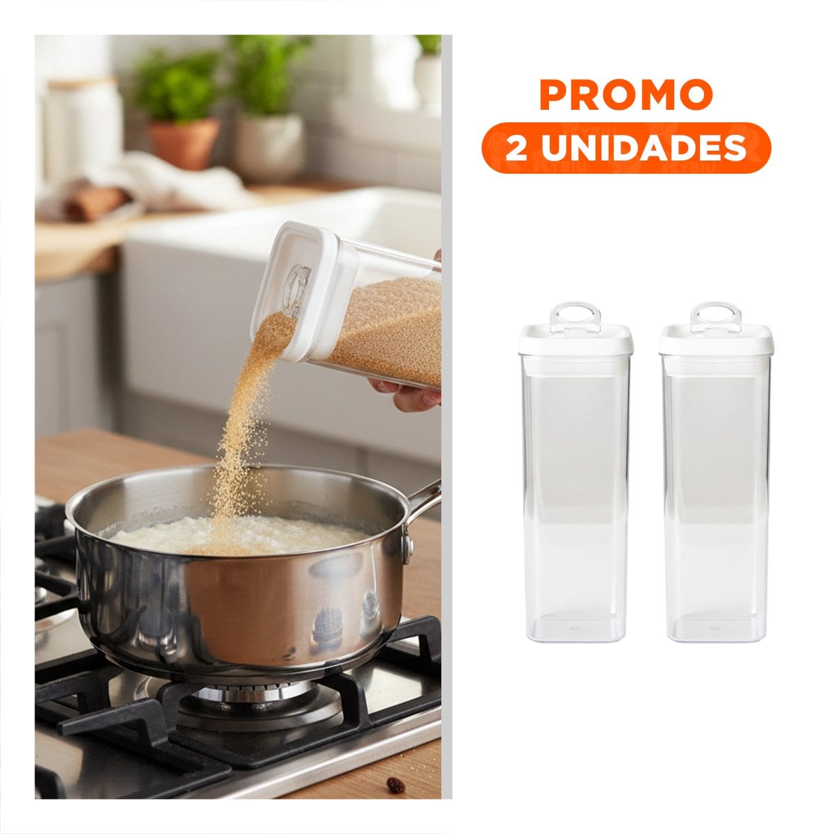PACK2 TARRO ACRILICO ORGANIZADOR DESPENSA TAPA BLANCA 1900ML Y+REGALO STICKER - 1