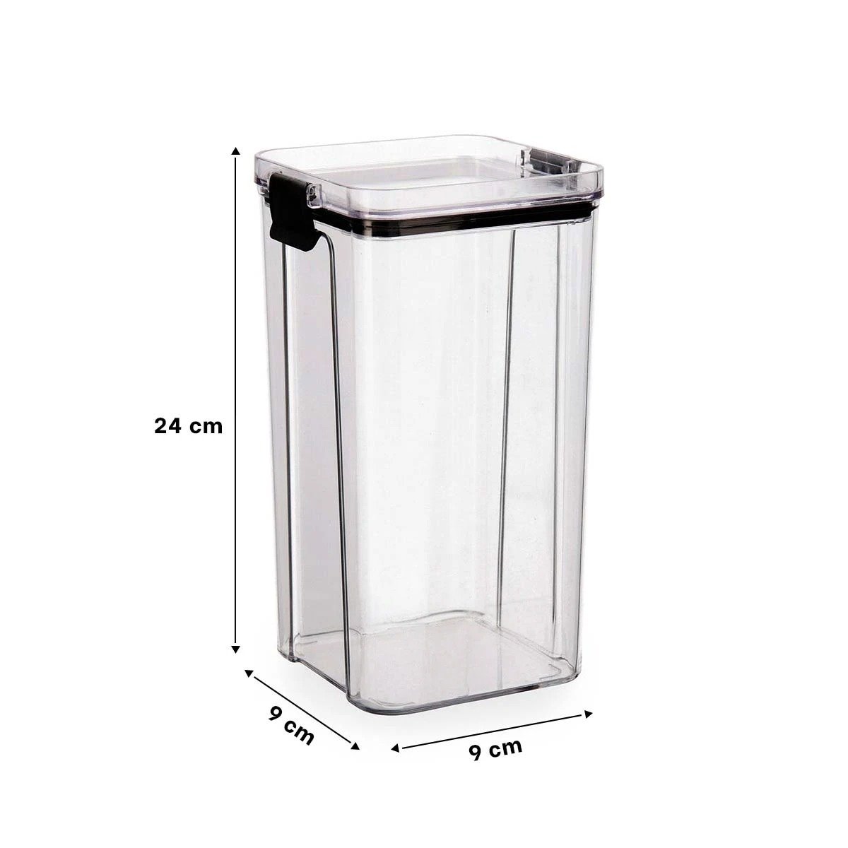 PACK12 FRASCO CON TAPA NEGRO 1800 ML DE ACRILICO 24CM X 9CM X 9CM Y+PAPEL REGALO - 4