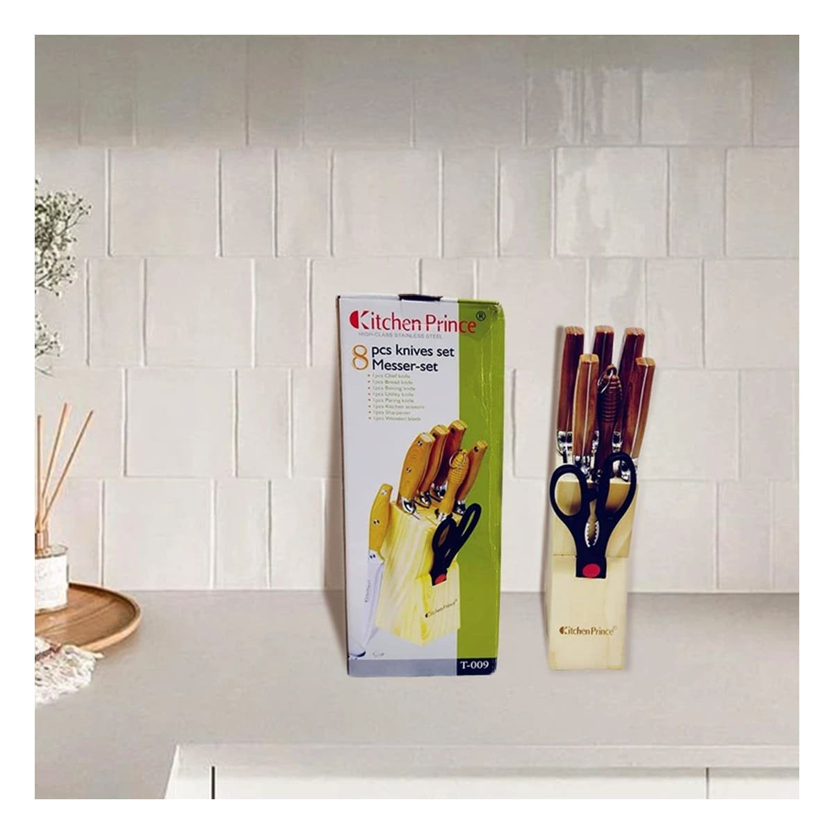 JUEGO DE CUCHILLOS MANGO DE MADERA 8 PIEZAS PARA COCINA - 3