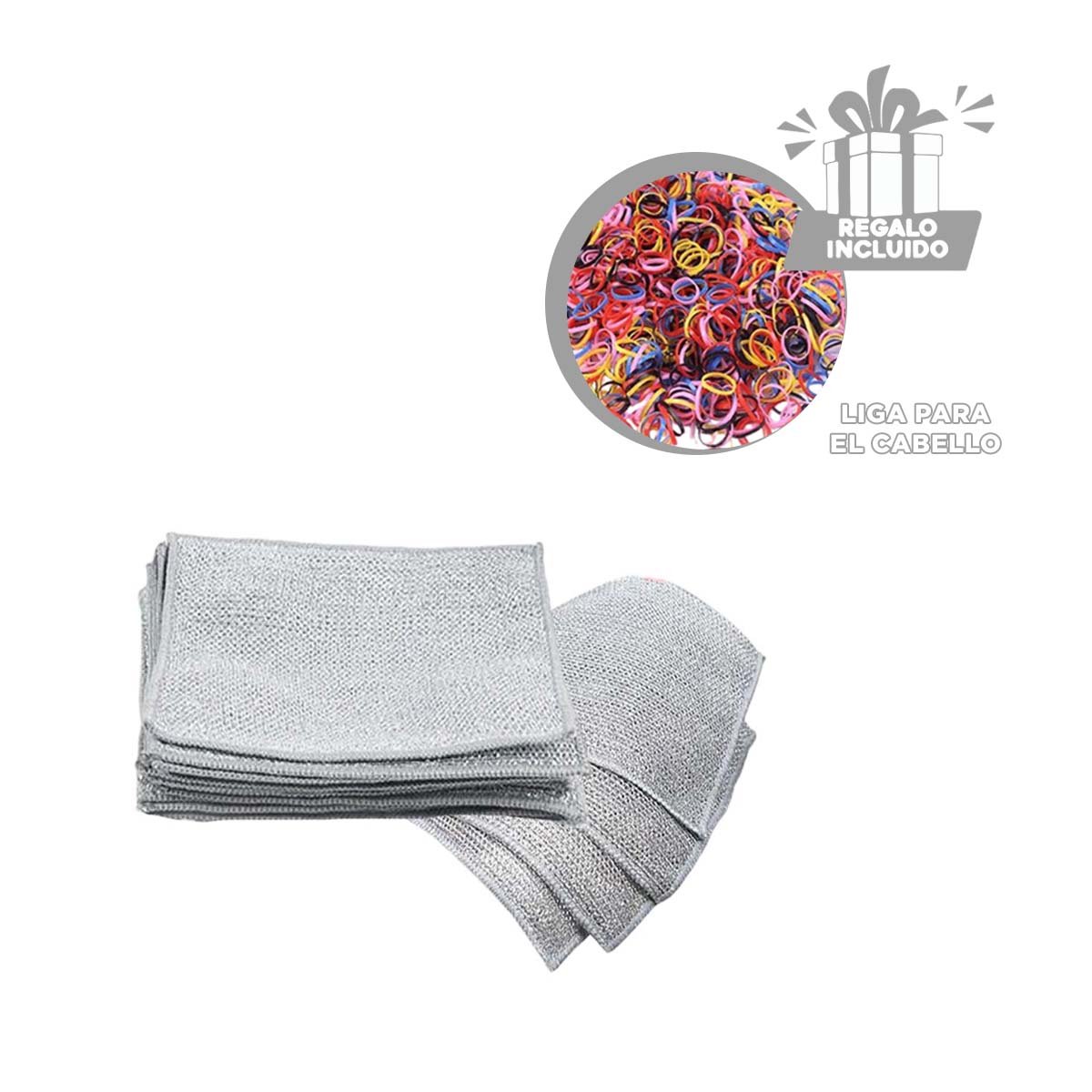 TRAPOS COMPACTOS REUTILIZABLES PARA LIMPIEZA GENERAL 10 PZS 20X20CM PLOMO YLIGAS REGALO - 2