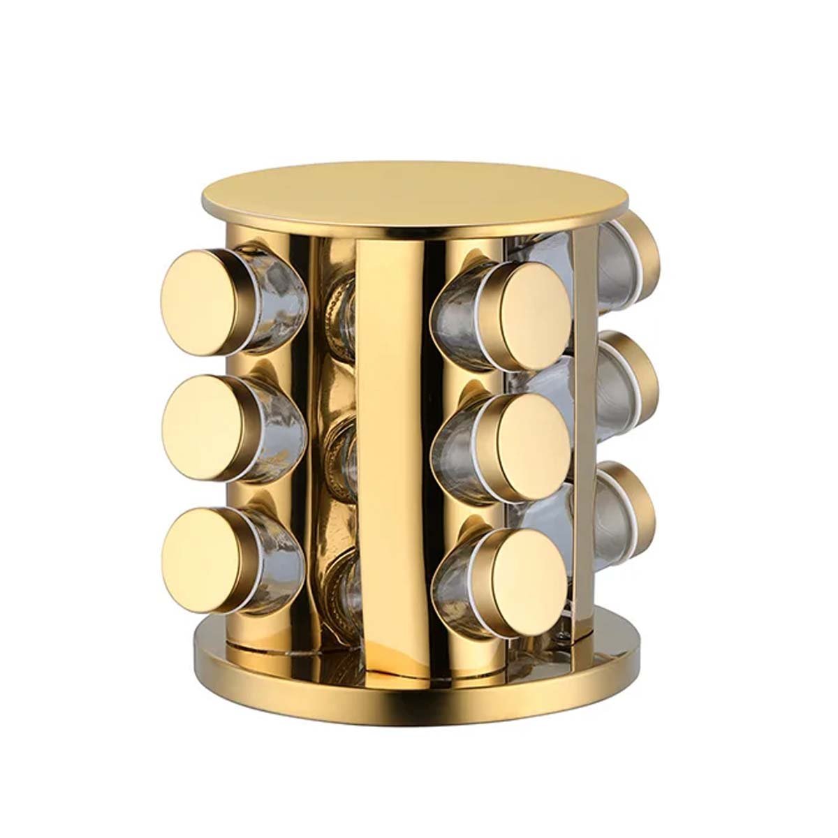 CONDIMENTERO DE COCINA CIRCULAR DE COLOR DORADO CON 12 FRASCOS Y GIRO SUAVE YLIGAS REGALO - 5