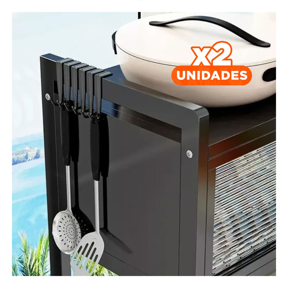 PACK2 SECADOR DE PLATOS 85CM DOBLE NIVEL CON BANDEJA SUPERIOR Y TAPA NEGRO - 1