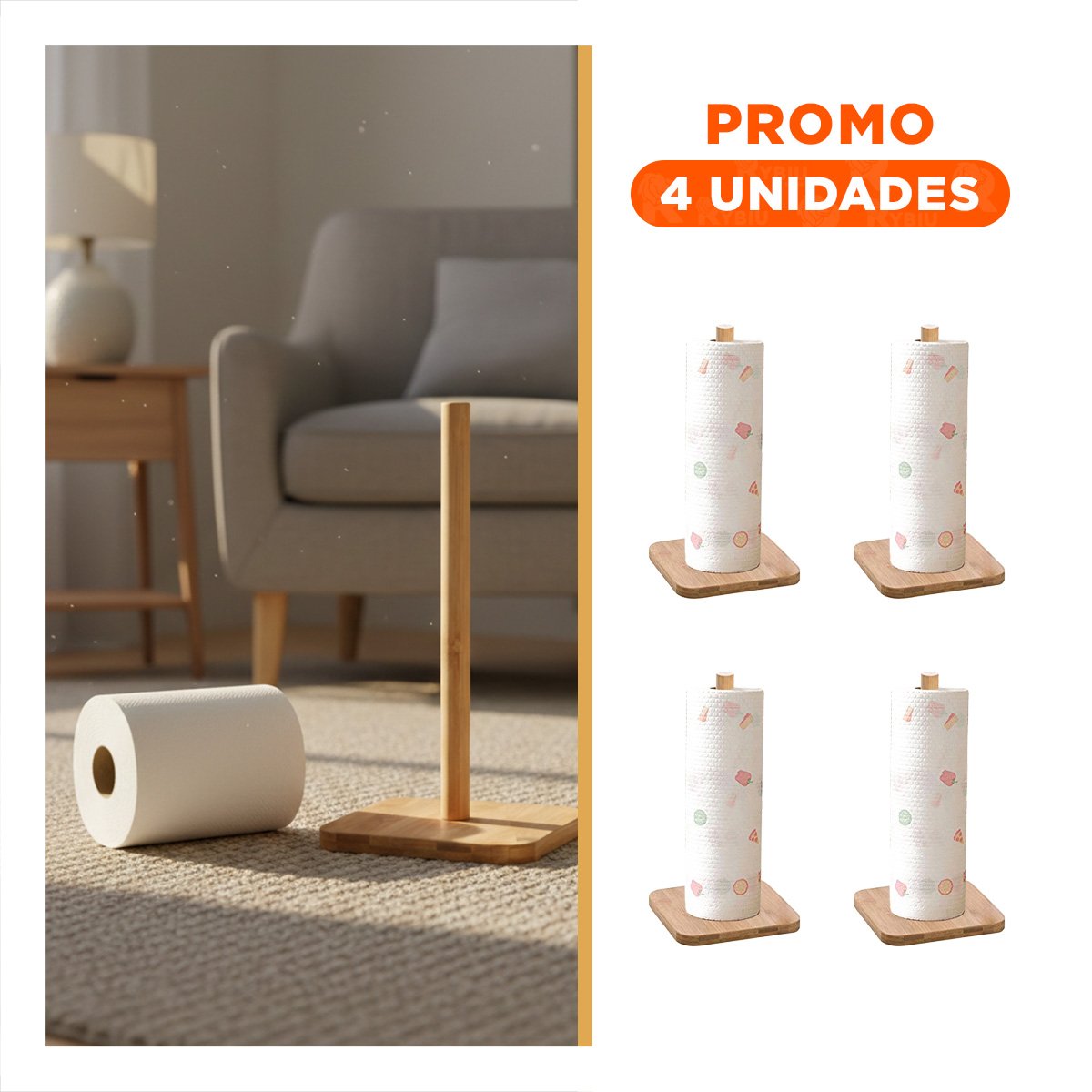 PACK4 SOPORTE COMPACTO VERTICAL DE MADERA CON BASE ESTABLE PARA HOGAR - 1