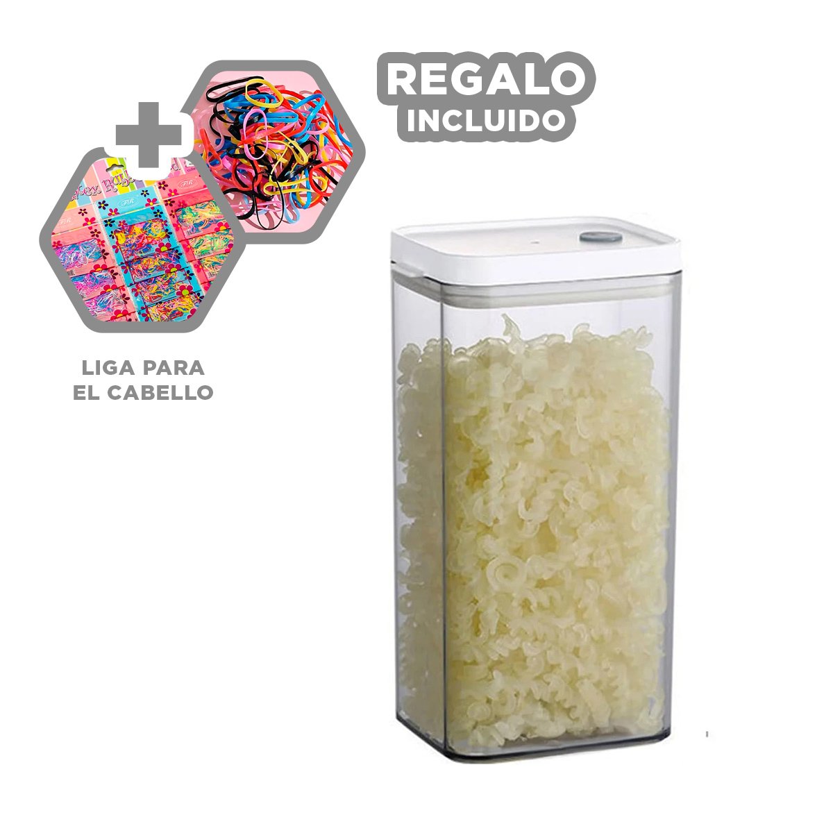 FRASCO ACRILICO ORGANIZADOR HARINAS Y AZUCAR TAPA BLANCA PUNTO PLOMO 1500ML Y+LIGAS REGALO - 2