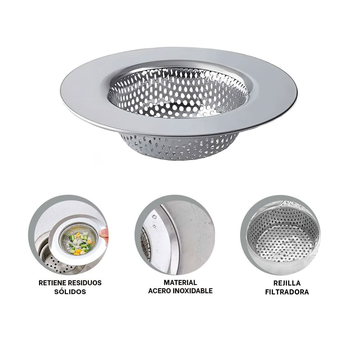 REJILLA DE USO DOMESTICO PARA DRENAJE PLATEADO CON MEDIDA ESTANDAR 11,2CM Y+POST IT - 5