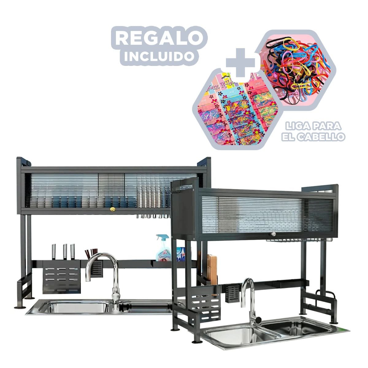 ESCURRIDOR MULTIFUNCIONAL 85CM PARA PLATOS VASOS Y UTENSILIOS NEGRO YLIGAS REGALO - 2