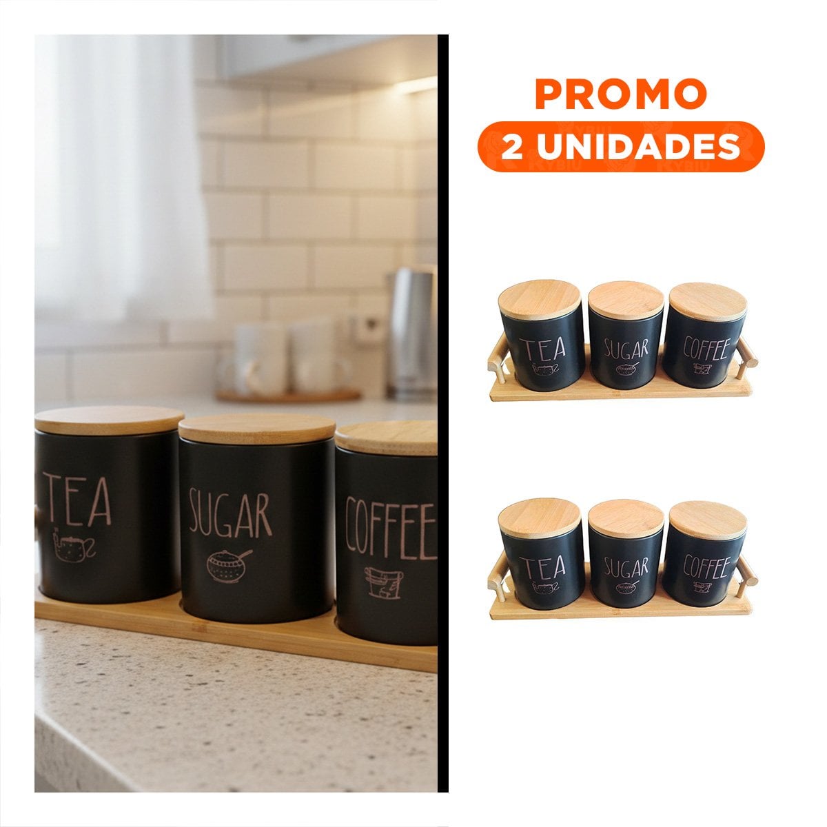 PACK2 SOPORTE DE CONTENEDORES CON TAPA PARA USO DIARIO EN COCINA YREGALO STICKER - 1