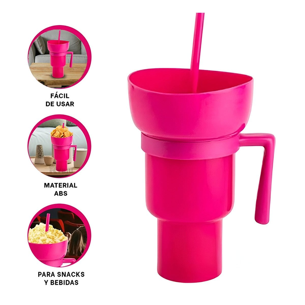 VASO 2 EN 1 EN MATERIAL ABS ROSADO PARA MOMENTOS DE CINE Y ENTRETENIMIENTO Y+POST IT - 5