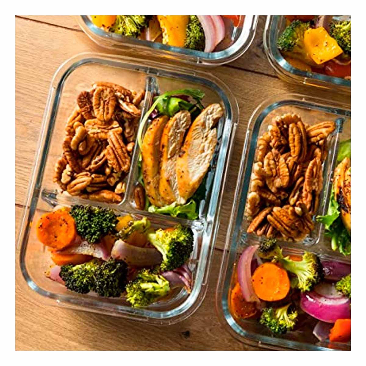 PACK4 ENVASE DE COCINA EN VIDRIO VERDE CON 3 DIVISIONES FUNCIONALES Y+PAPEL REGALO - 5