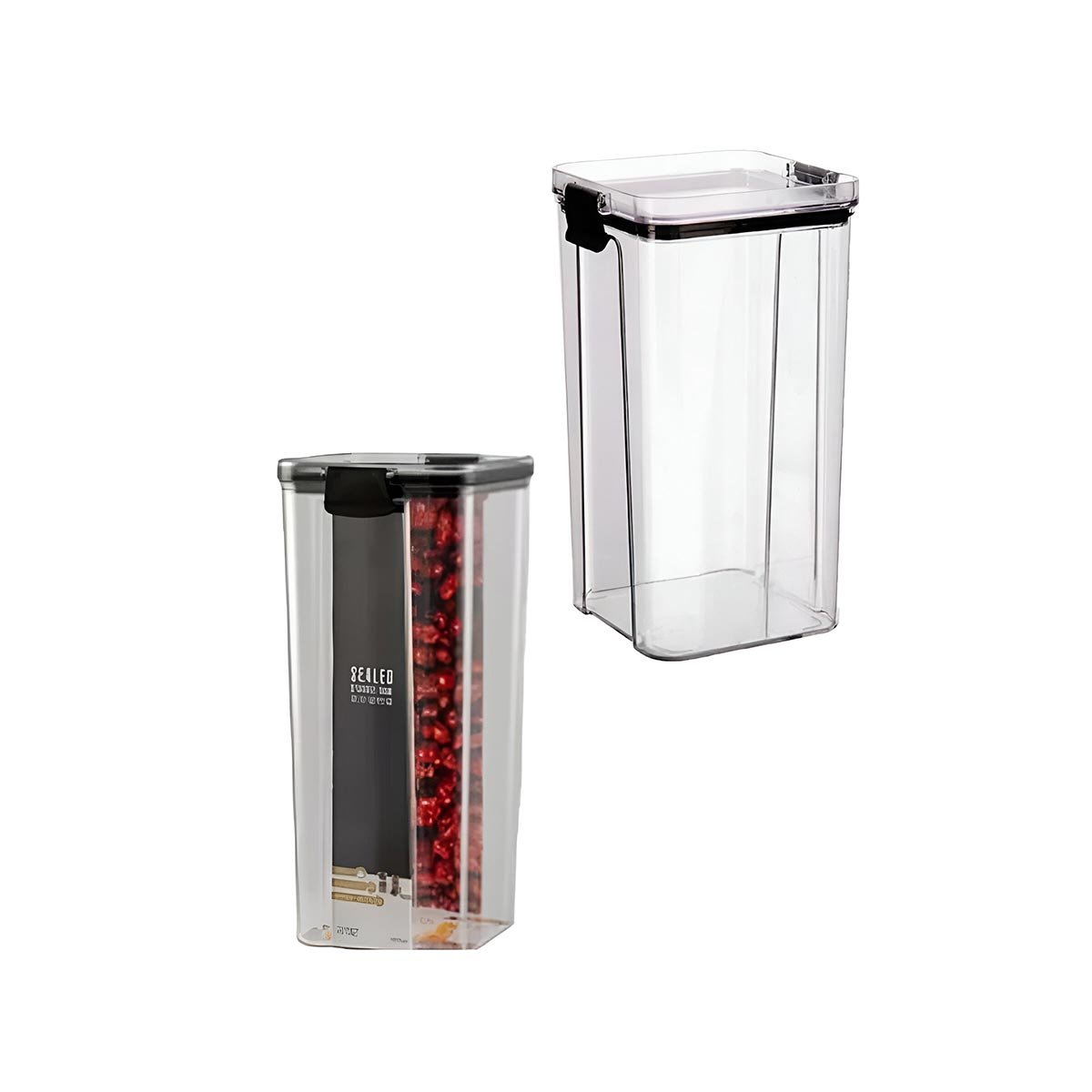 CONTENEDOR CON TAPA BORDE NEGRO DE ACRILICO 24CM X 9CM X 9CM CAPACIDAD 1800 ML Y+REGALO STICKER - 1