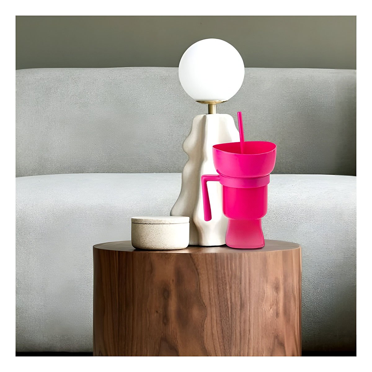 PACK2 COPA 2 EN 1 DE MATERIAL ABS ROSADO PARA BEBIDAS Y SNACKS EN CASA - 3