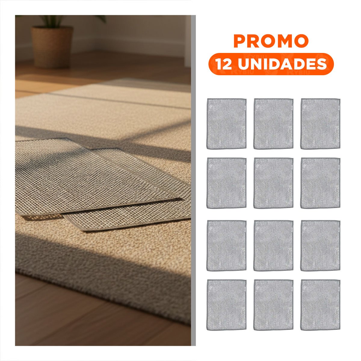 PACK12 TOALLAS PRÁCTICAS MULTIUSO PARA HOGAR Y COCINA 10 PZS 20X20CM PLOMO - 1