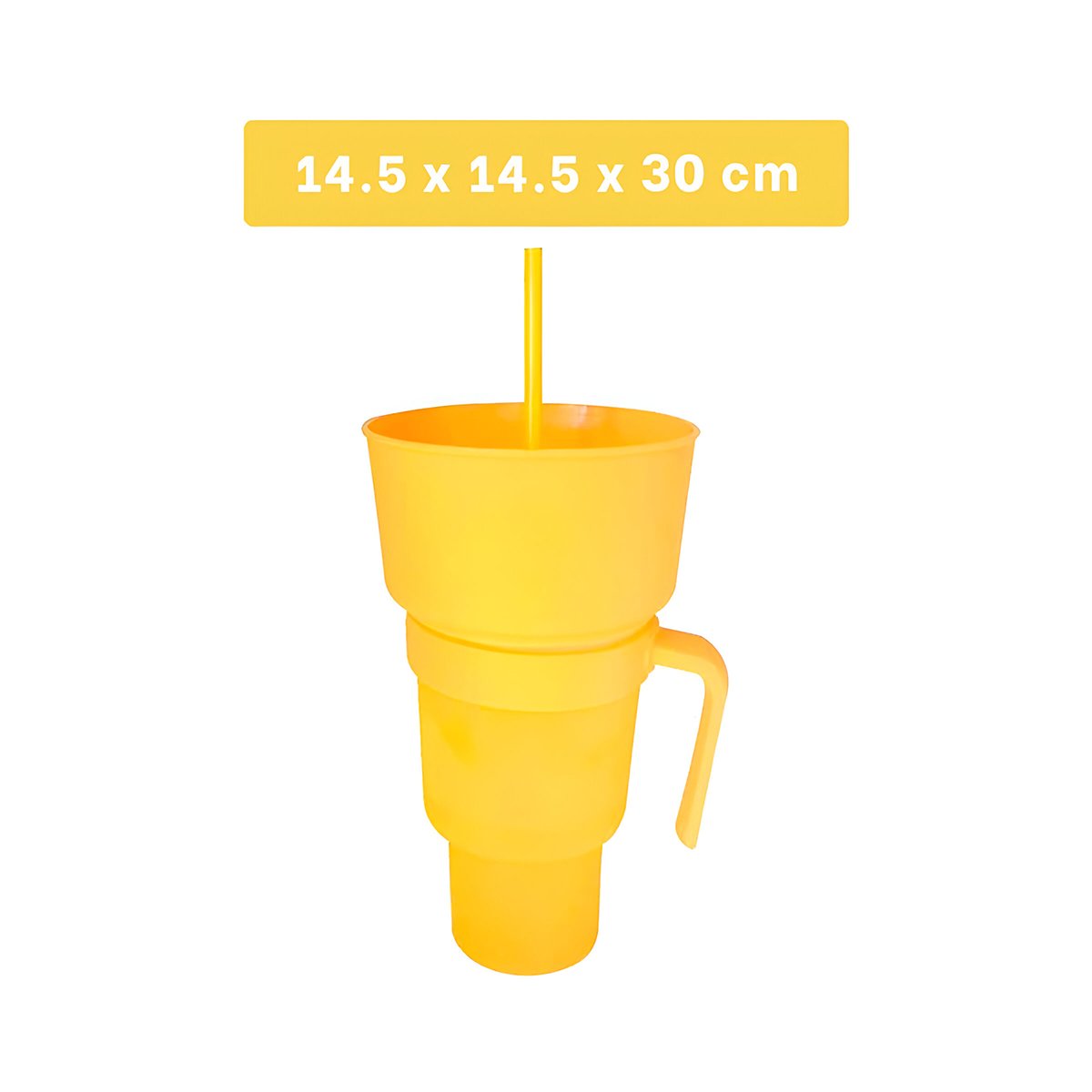 VASO 2 EN 1 AMARILLO FABRICADO EN MATERIAL ABS PARA DISFRUTAR BEBIDAS Y SNACKS Y+PAPEL REGALO - 4