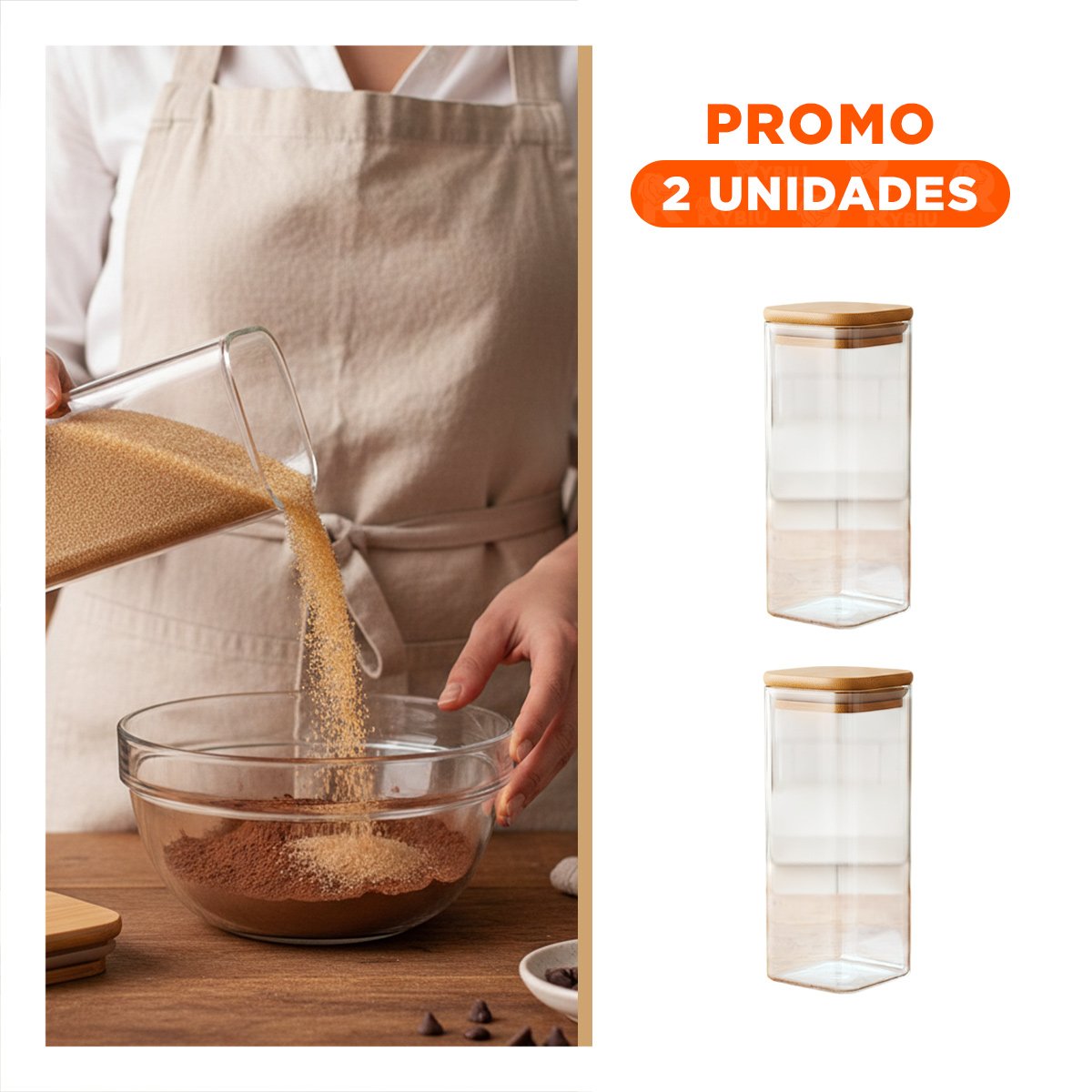PACK2 ENVASE ACRILICO COCINA Y HOGAR TRANSPARENTE 1900ML Y+REGALO STICKER - 1