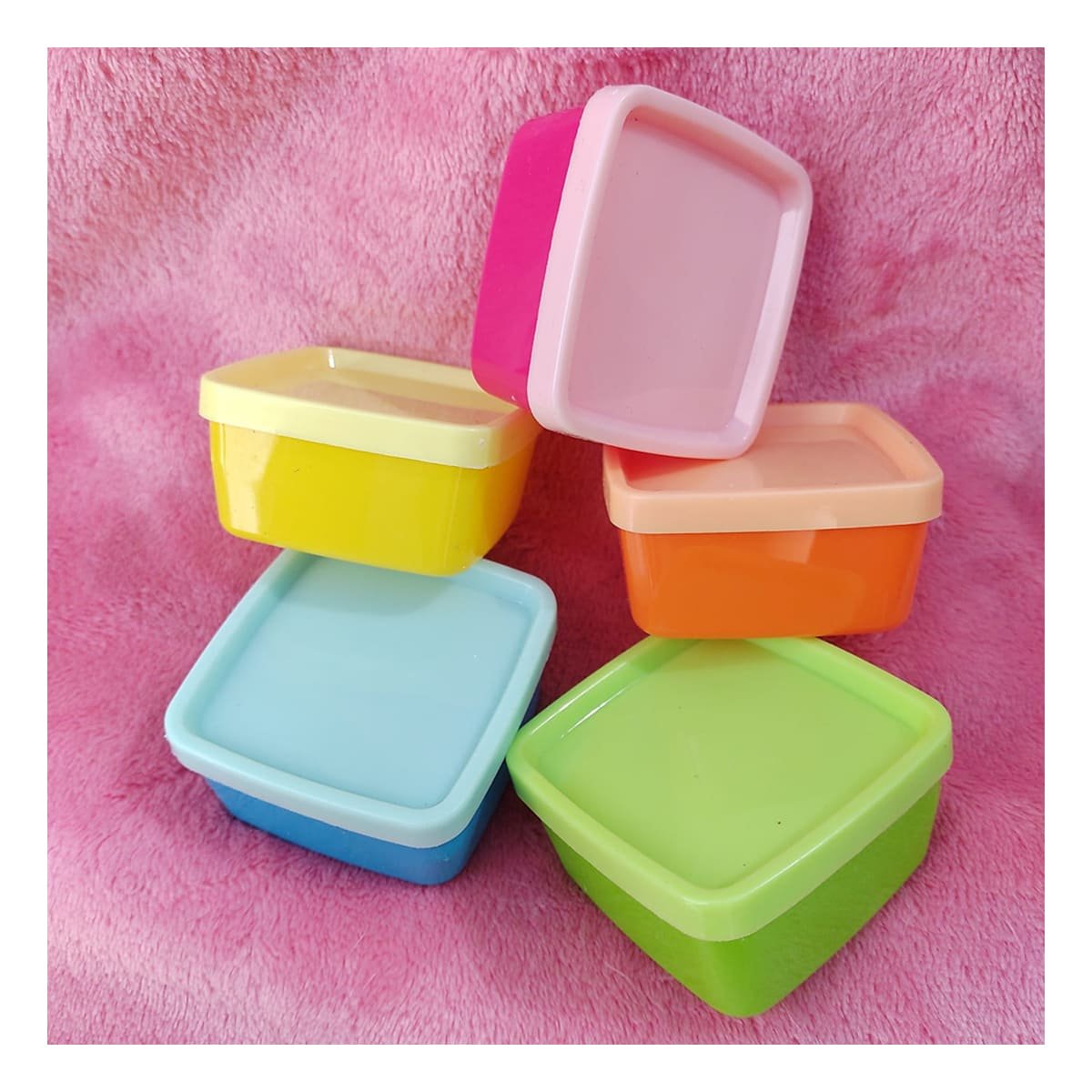 PACK4 CAJAS MINI 6 PIEZAS CON TAPAS MULTICOLOR 6X3,5CM PARA COCINA Y+REGALO STICKER - 3