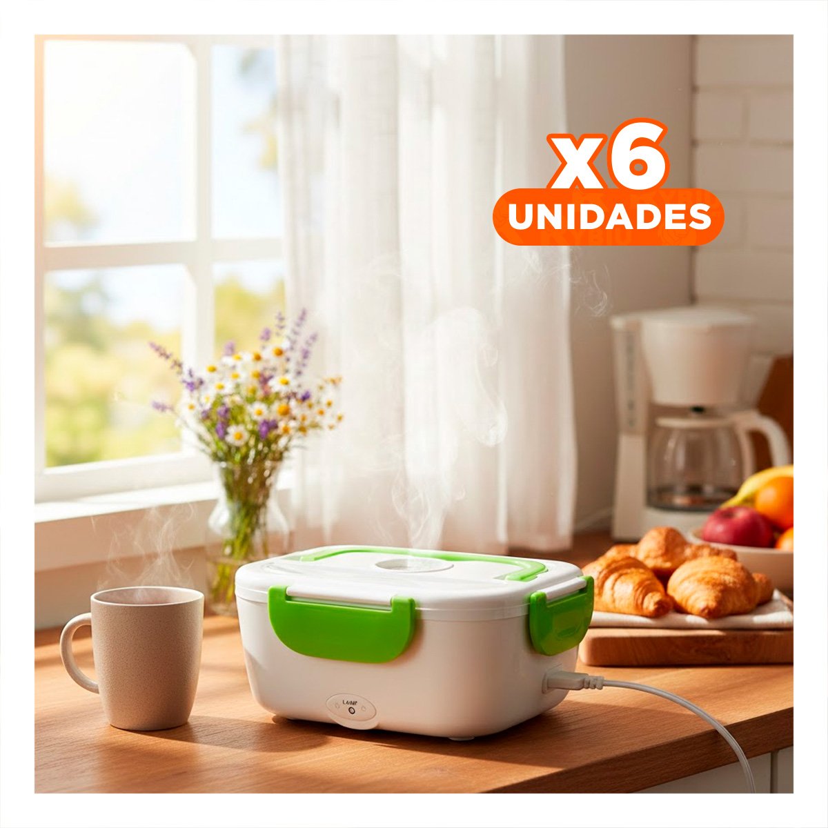 PACK6 RECIPIENTE COMPACTO CON CALENTAMIENTO EFICIENTE PARA PLATOS FAMILIARES VERDE - 1
