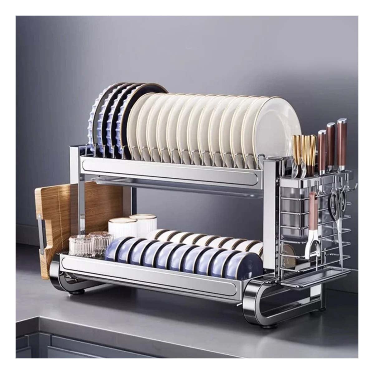 PACK2 SECADOR DE COCINA COMPACTO CON BANDEJA Y BASE DE ACERO PLATEADO YPAPEL REGALO - 5