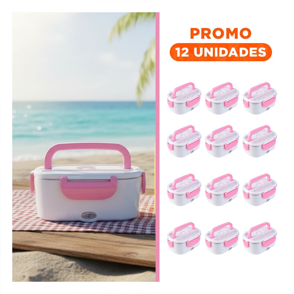 PACK12 UNIDAD PARA VIAJES, TRABAJO O ESTUDIO CON COMIDA LISTA ROSADO - 1