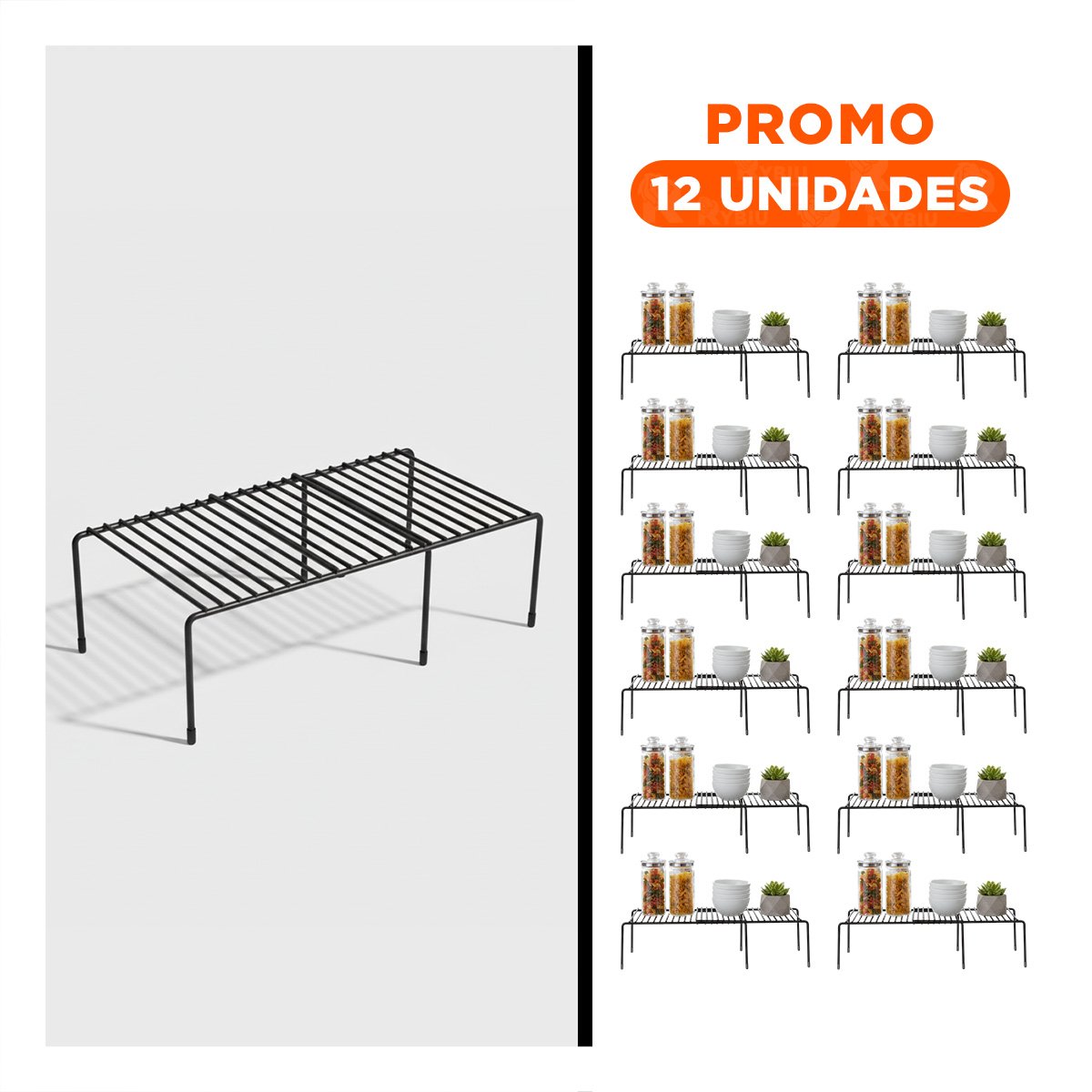 PACK12 SEPARADOR PRACTICO PARA GAVINETE NEGRO CON 6 PATAS Y CUERPO EN METAL - 1