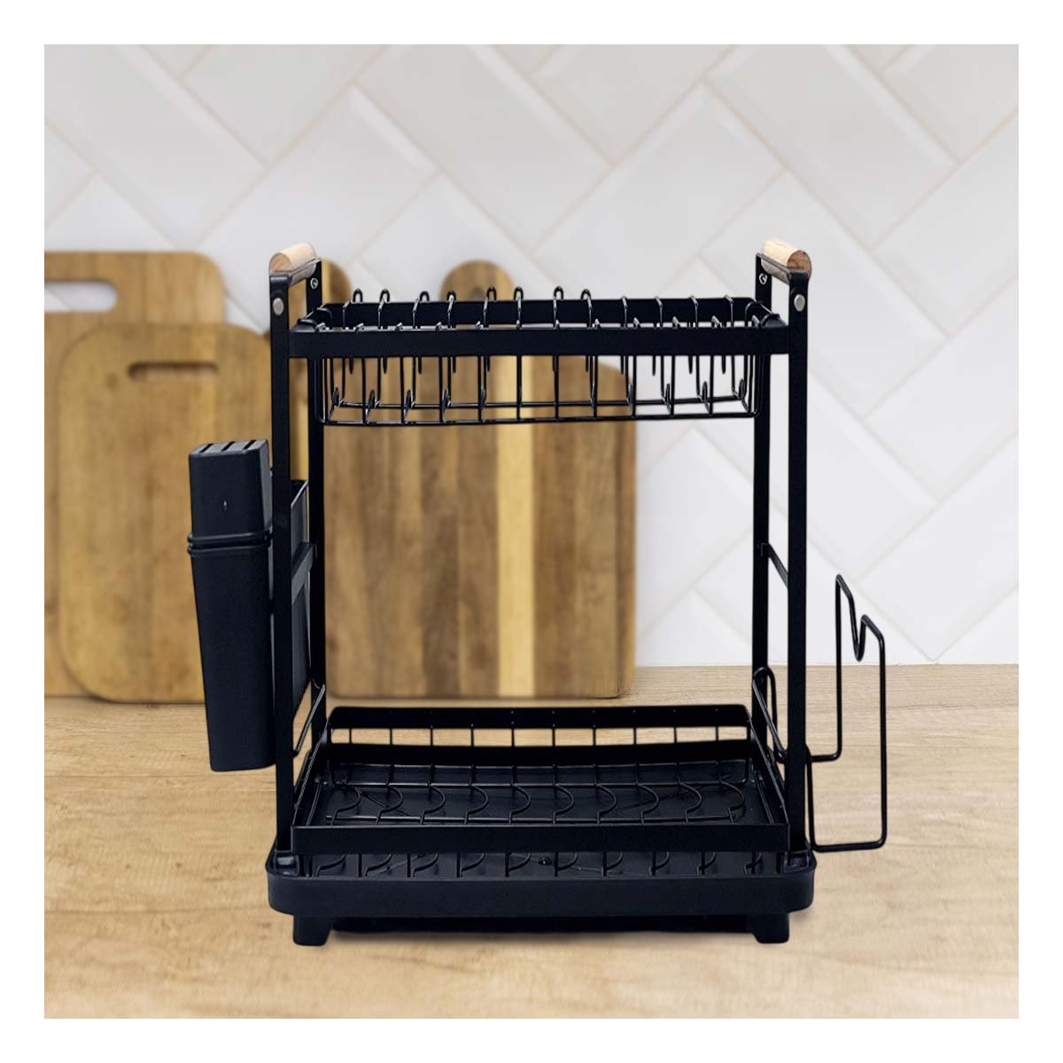 ESCURRIDOR COMPACTO PARA PLATOS Y UTENSILIOS CON DISEÑO PRÁCTICO NEGRO YREGALO STICKER - 2