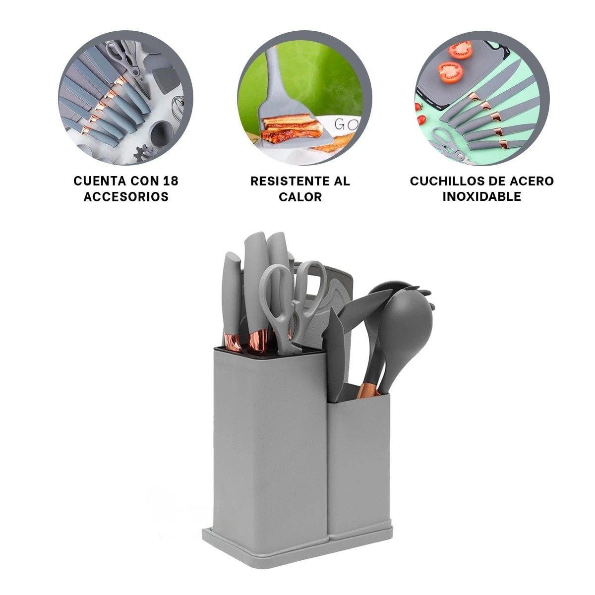 SET ACERO INOXIDABLE 18 PIEZAS INTEGRADAS A COCINA PROFESIONAL EN PLOMO Y+POST IT - 5