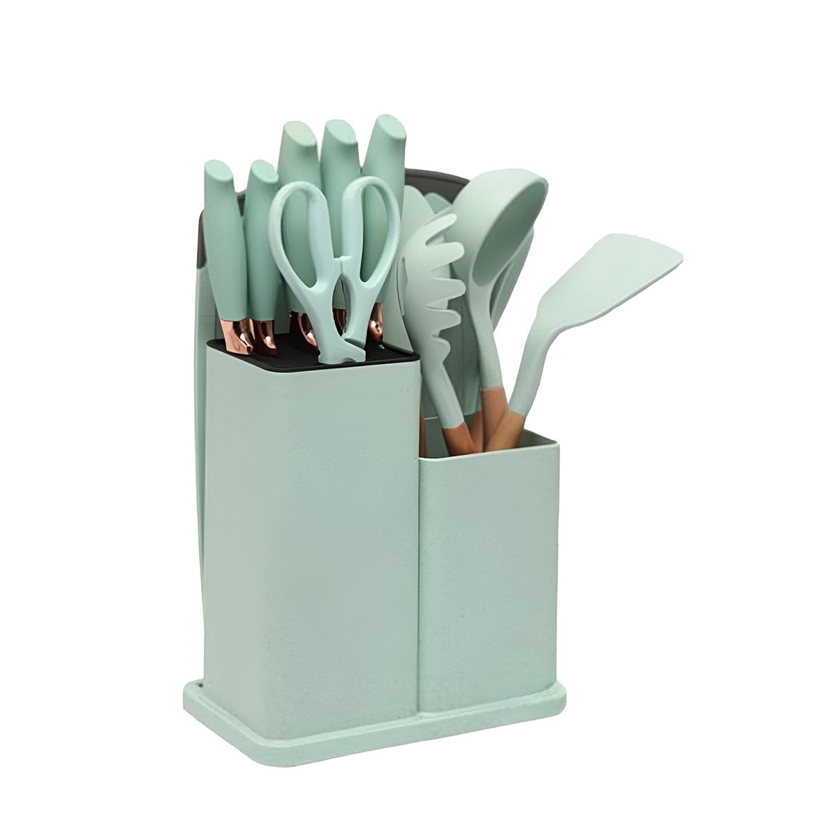 PACK2 UTENSILIOS COCINA INTEGRAL 18 PIEZAS EN ACERO INOXIDABLE ACABADO VERDE Y+REGALO STICKER - 2