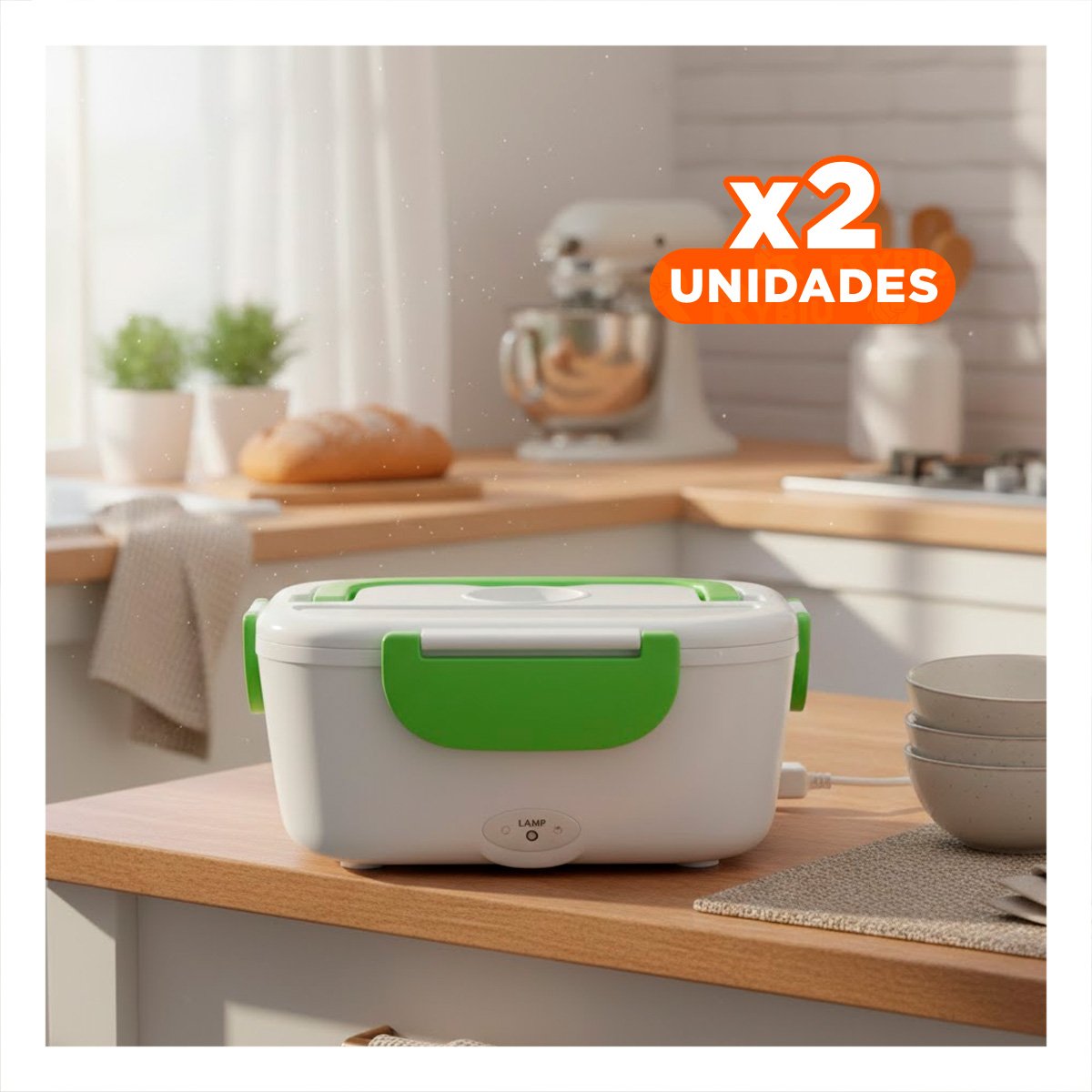 PACK2 CONTENEDOR PORTATIL CON FUNCION RAPIDA PARA ALMUERZOS EN MOVIMIENTO VERDE YPAPEL REGALO - 1
