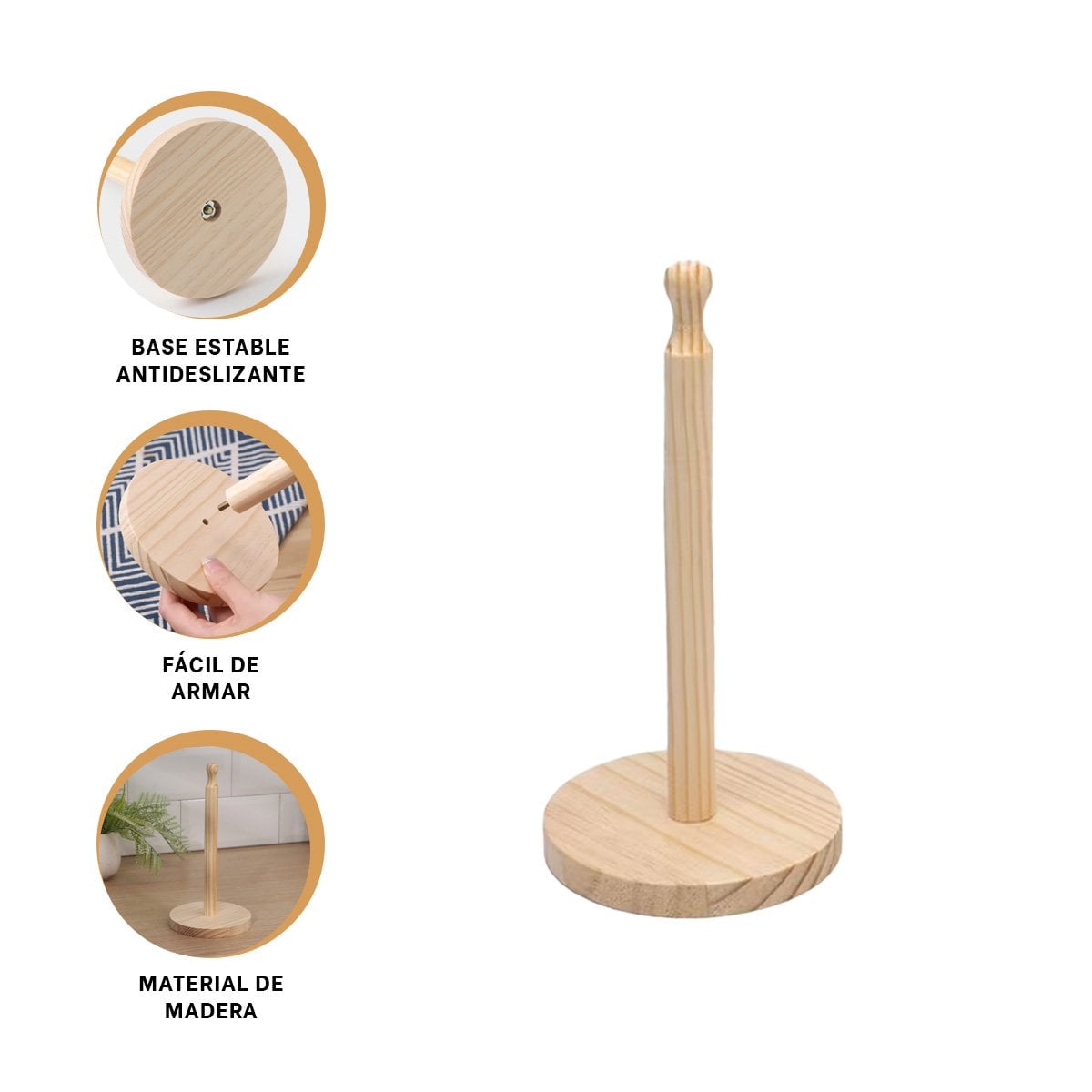 PORTAPAPEL MULTIFUNCIONAL VERTICAL DE MADERA CON UN PALO Y BASE REDONDA YPOST IT - 5