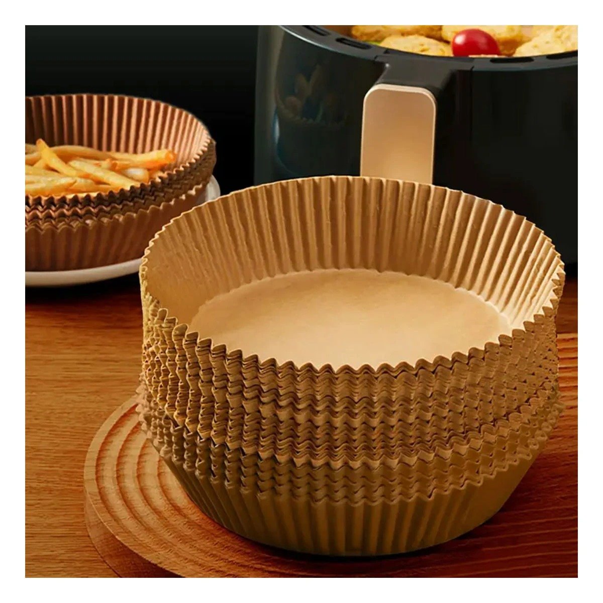 PACK6 MOLDES 100UNID EN COLOR MADERA PARA FREIDORA DE AIRE COCINA MODERNA - 5