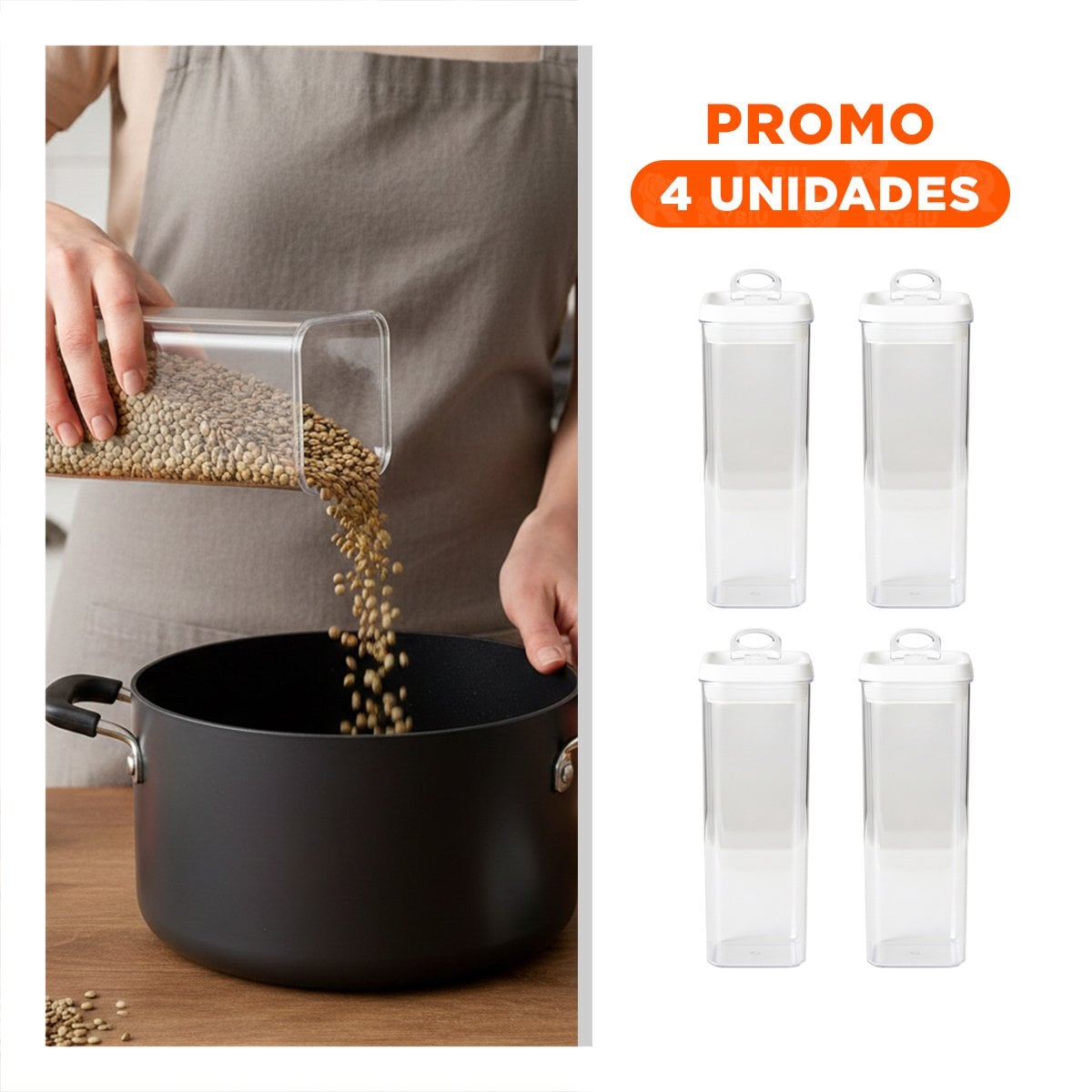 PACK4 TARRO ACRILICO PARA CONDIMENTOS TAPA BLANCA 1900ML - 1