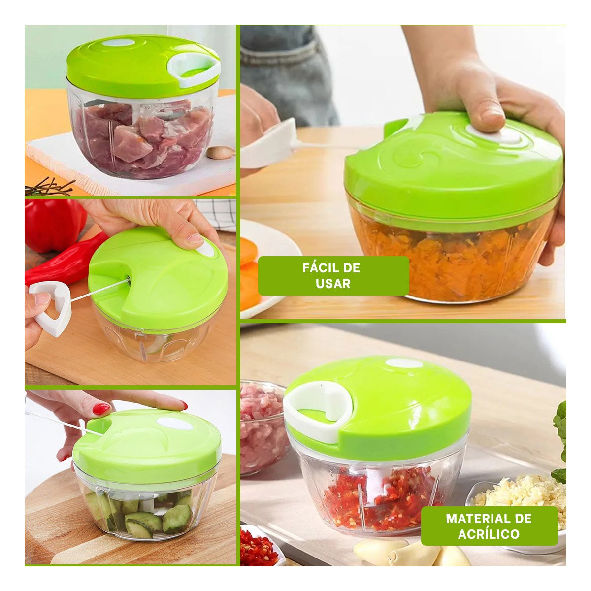 PACK4 TRITURADOR COMPACTO CON BASE DE ACRILICO FIRME Y PITA CON TAPA VERDE Y+REGALO STICKER - 2