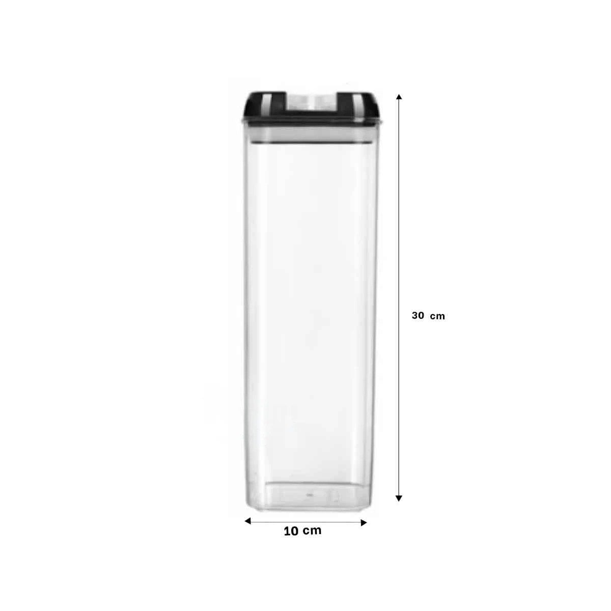 FRASCO ACRILICO ORGANIZADOR COCINA TAPA PALANCA NEGRO 1900ML Y+LIGAS REGALO - 4