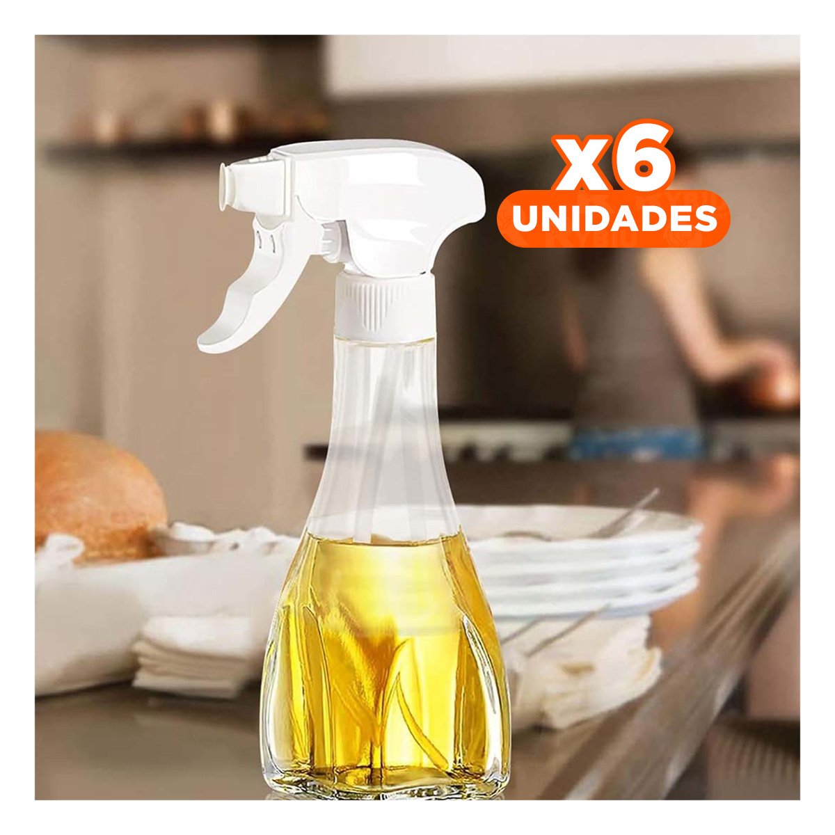 PACK6 RECIPIENTE DE ACEITE SPRAY 240ML BLANCO MODERNO Y RESISTENTE YPAPEL REGALO - 1