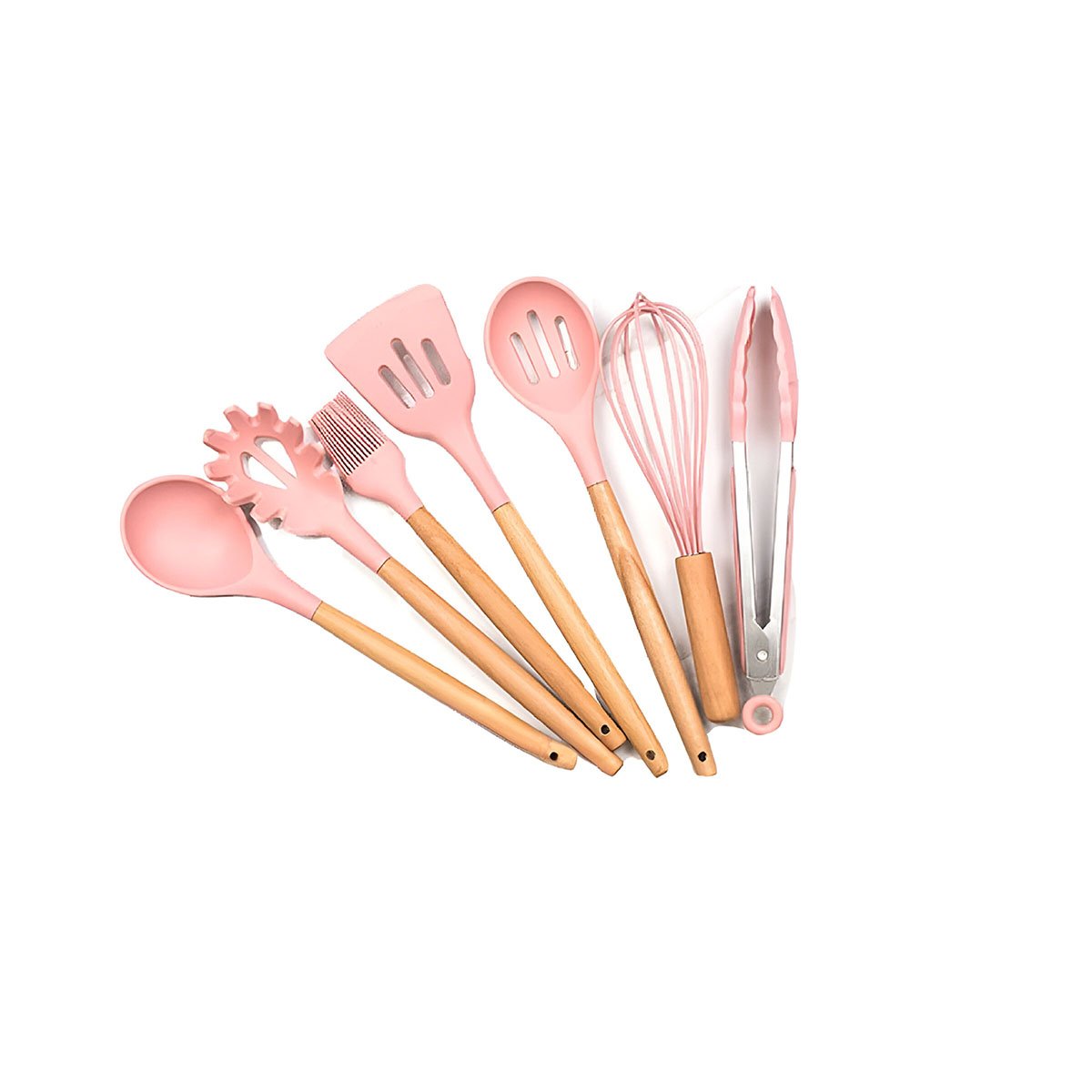 PACK12 KIT DE UTENSILIOS COLOR ROSADO CON 12 PIEZAS EN SILICONA FLEXIBLE Y+REGALO STICKER - 2