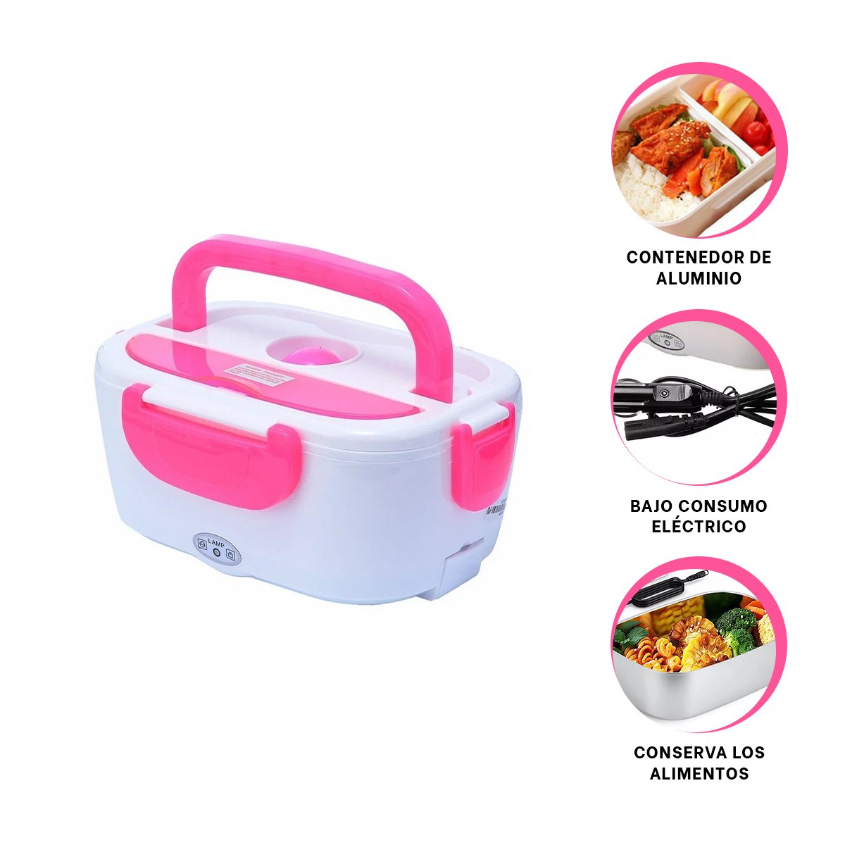 TAPER CALENTADOR ELECTRICO IDEAL PARA PLATOS PREPARADOS Y COMIDAS RAPIDAS ROSADO YPOST IT - 5